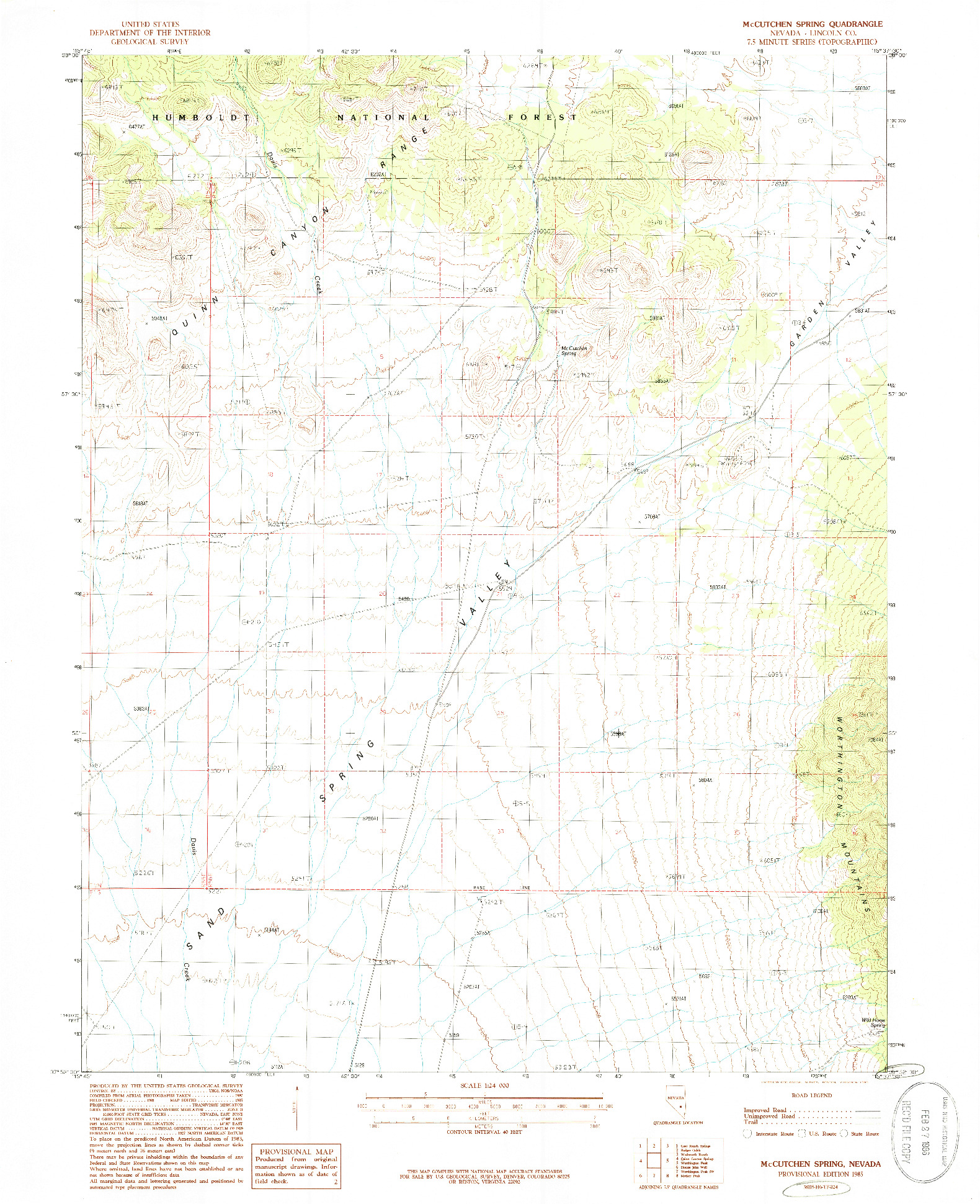 USGS 1:24000-SCALE QUADRANGLE FOR MCCUTCHEN SPRING, NV 1985
