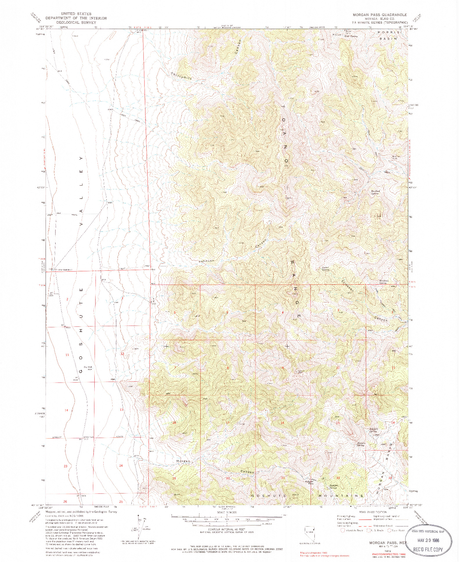USGS 1:24000-SCALE QUADRANGLE FOR MORGAN PASS, NV 1972