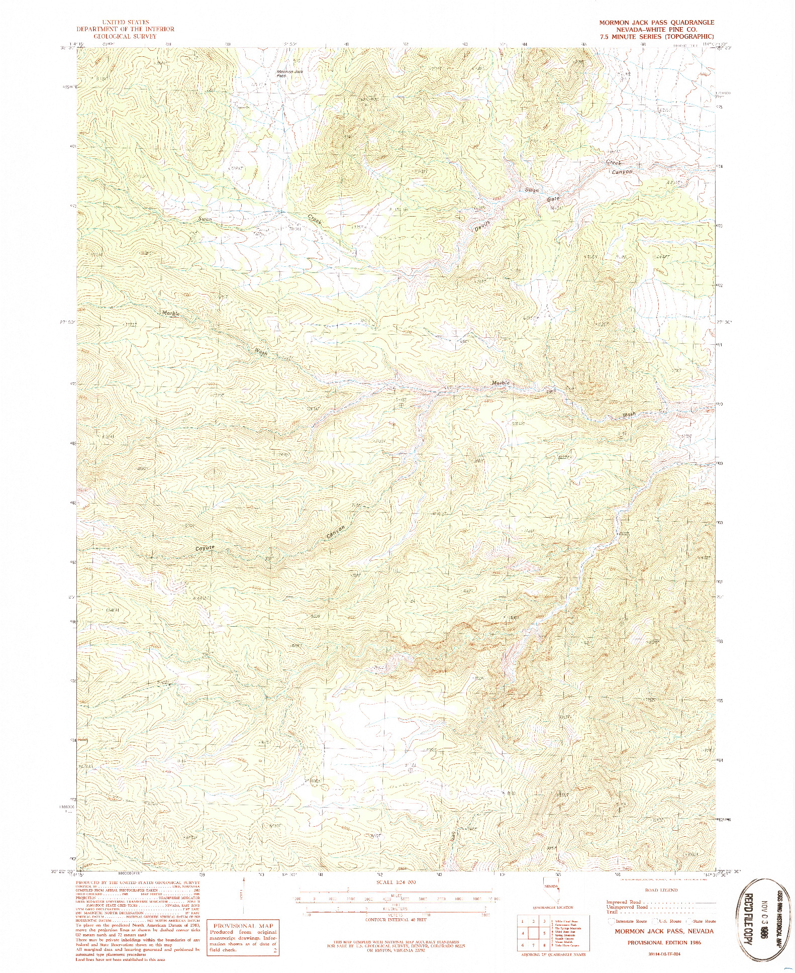 USGS 1:24000-SCALE QUADRANGLE FOR MORMON JACK PASS, NV 1986