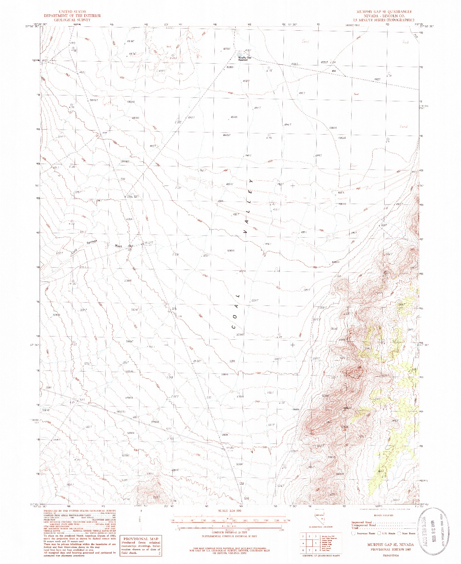 USGS 1:24000-SCALE QUADRANGLE FOR MURPHY GAP SE, NV 1985