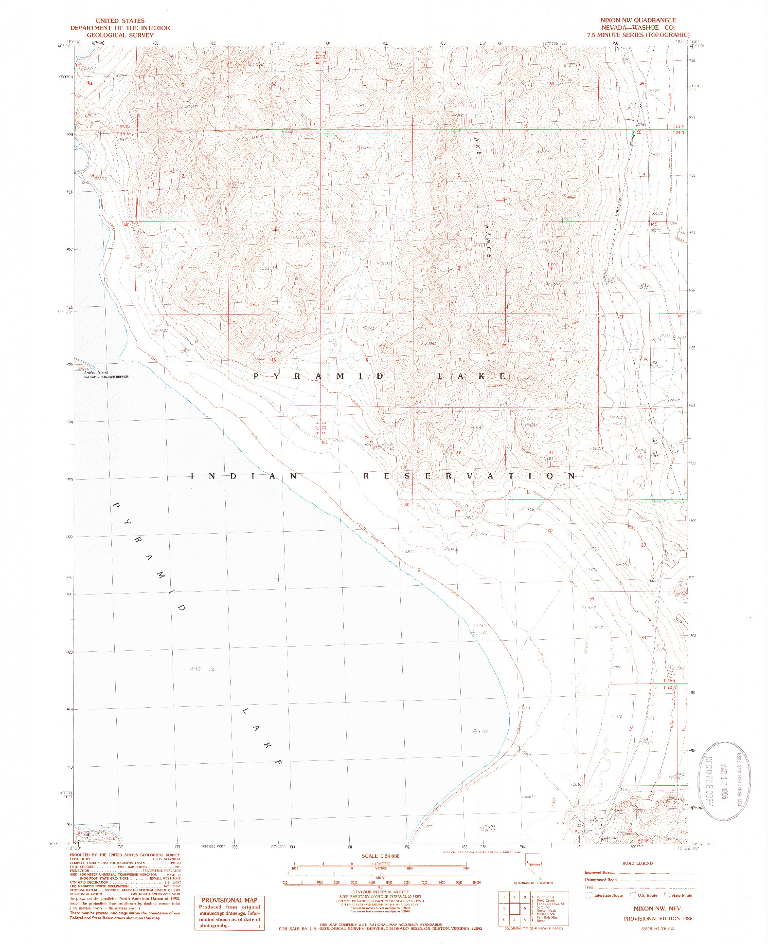 USGS 1:24000-SCALE QUADRANGLE FOR NIXON NW, NV 1985