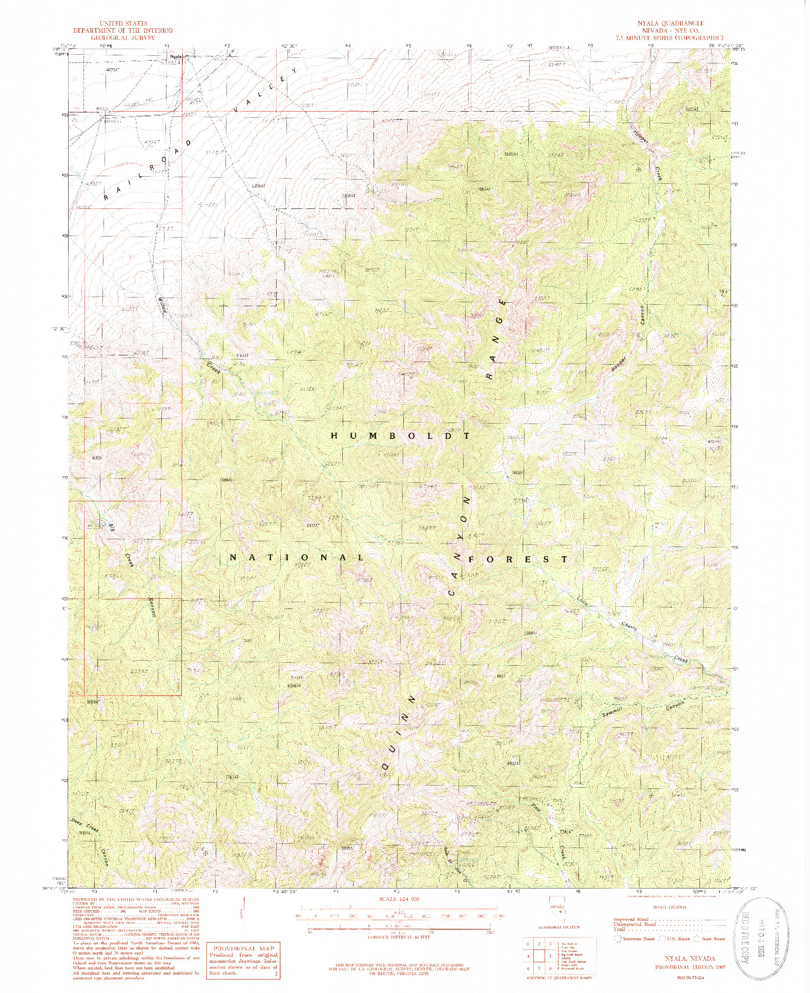USGS 1:24000-SCALE QUADRANGLE FOR NYALA, NV 1985