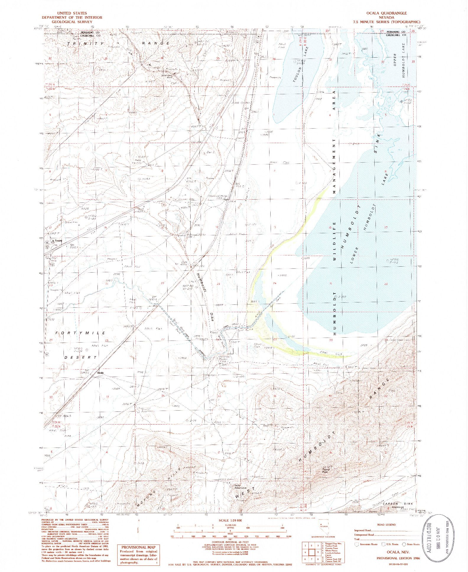 USGS 1:24000-SCALE QUADRANGLE FOR OCALA, NV 1986