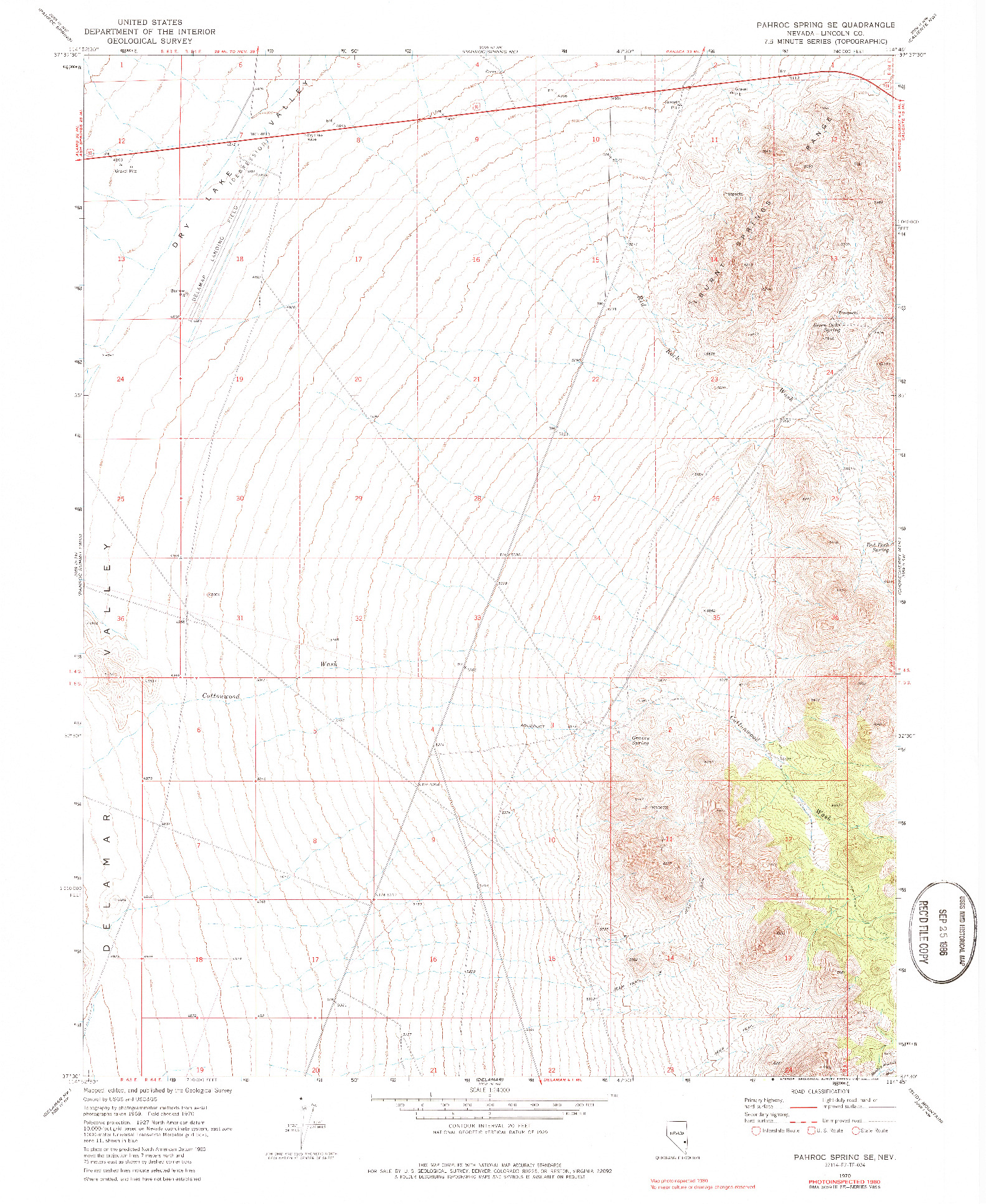 USGS 1:24000-SCALE QUADRANGLE FOR PAHROC SPRING SE, NV 1970