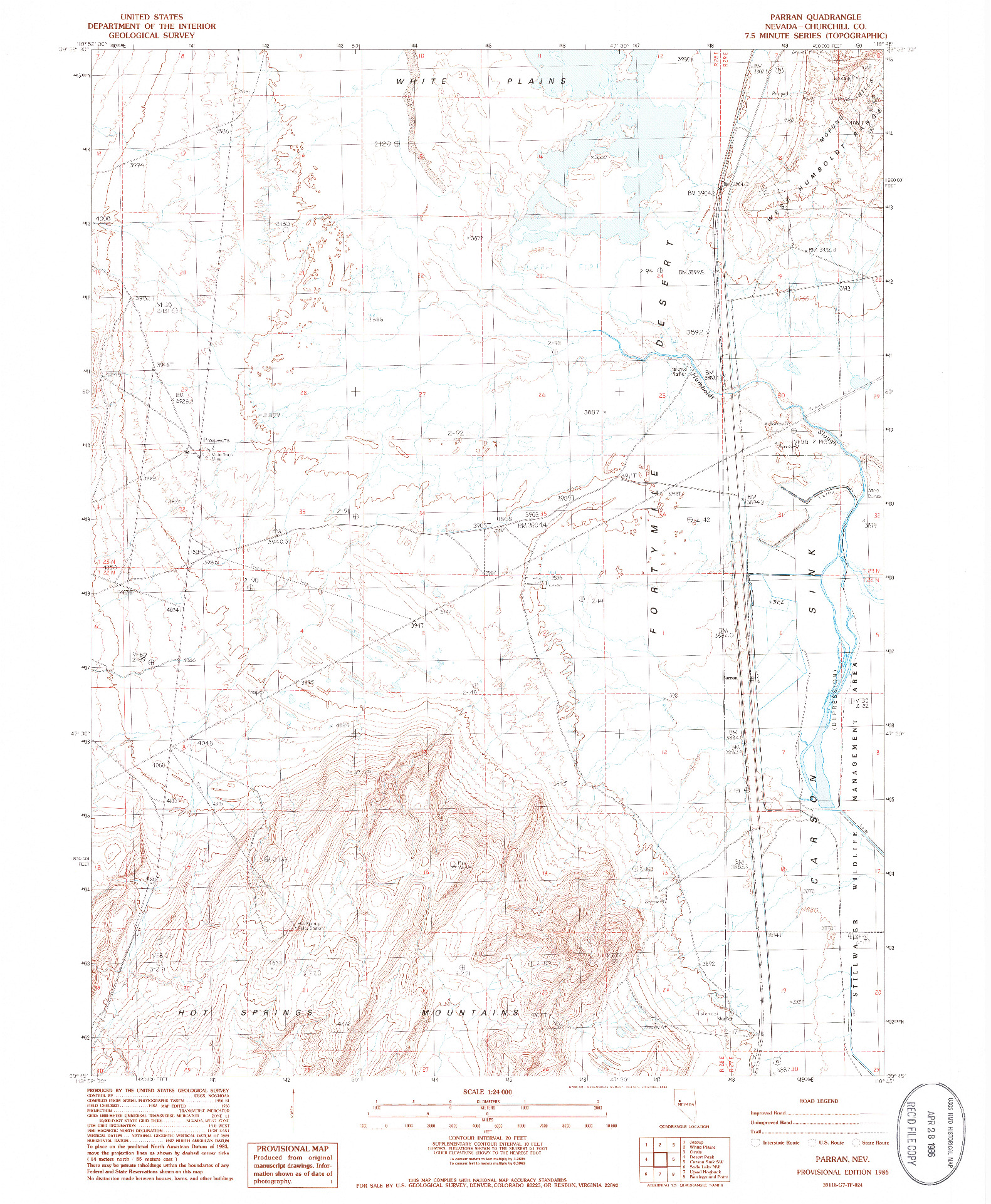 USGS 1:24000-SCALE QUADRANGLE FOR PARRAN, NV 1986