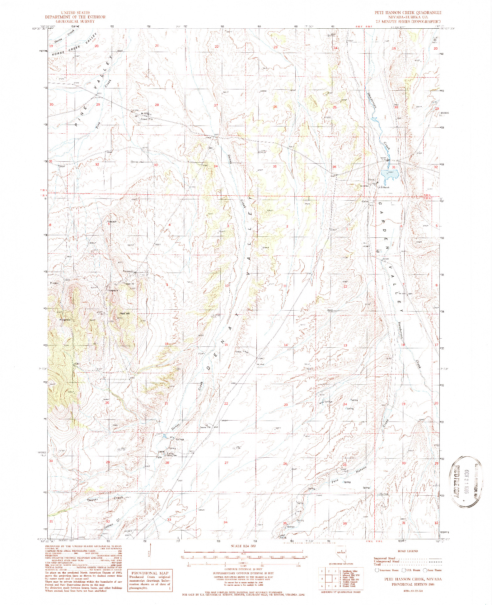 USGS 1:24000-SCALE QUADRANGLE FOR PETE HANSON CREEK, NV 1986
