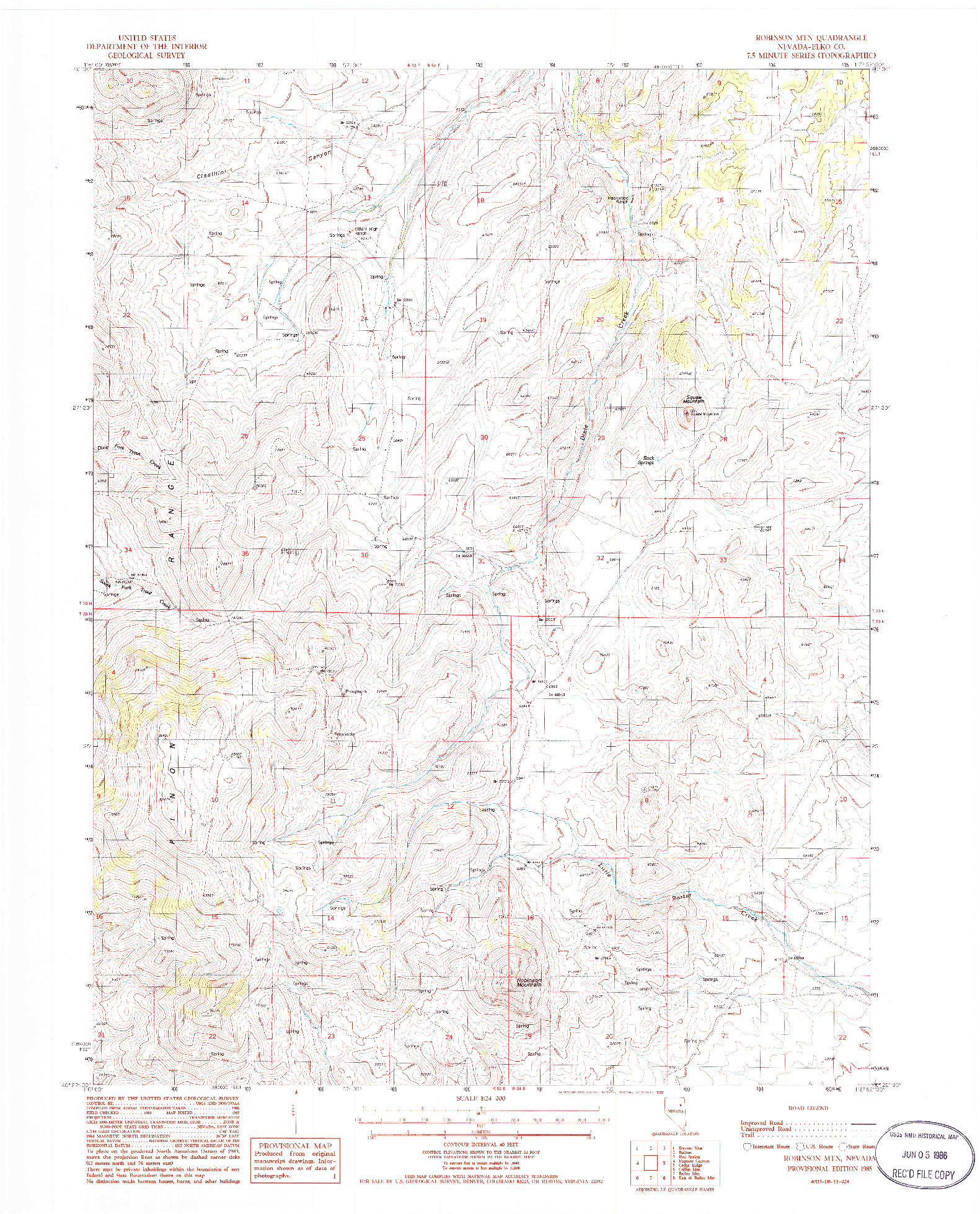USGS 1:24000-SCALE QUADRANGLE FOR ROBINSON MTN, NV 1985