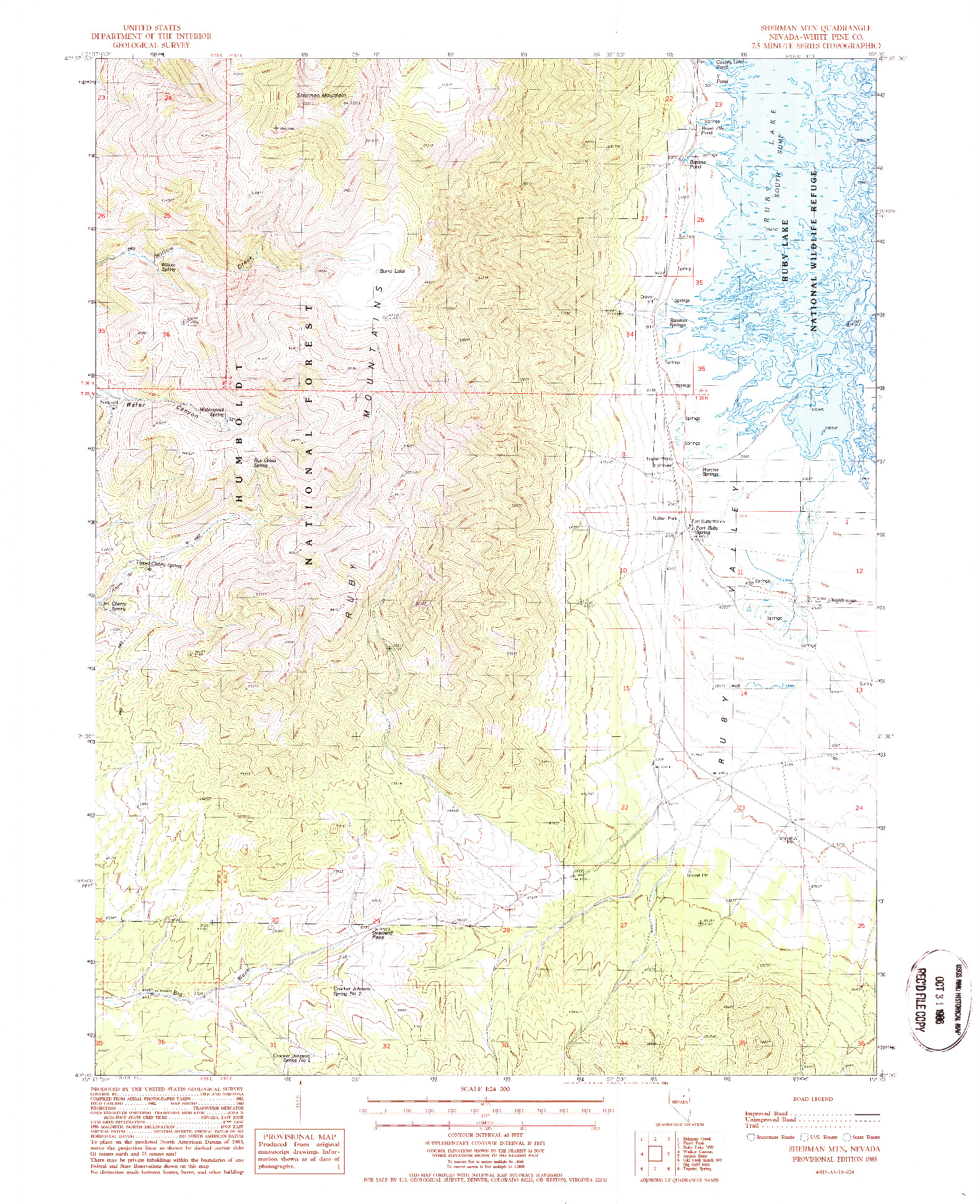 USGS 1:24000-SCALE QUADRANGLE FOR SHERMAN MTN, NV 1985
