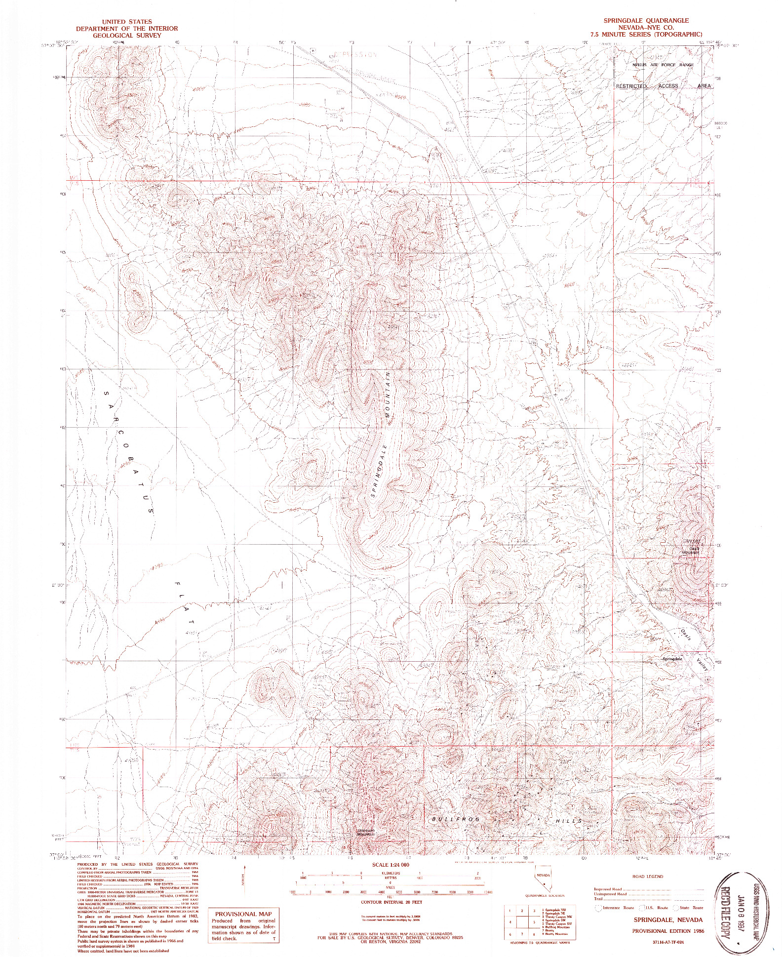 USGS 1:24000-SCALE QUADRANGLE FOR SPRINGDALE, NV 1986