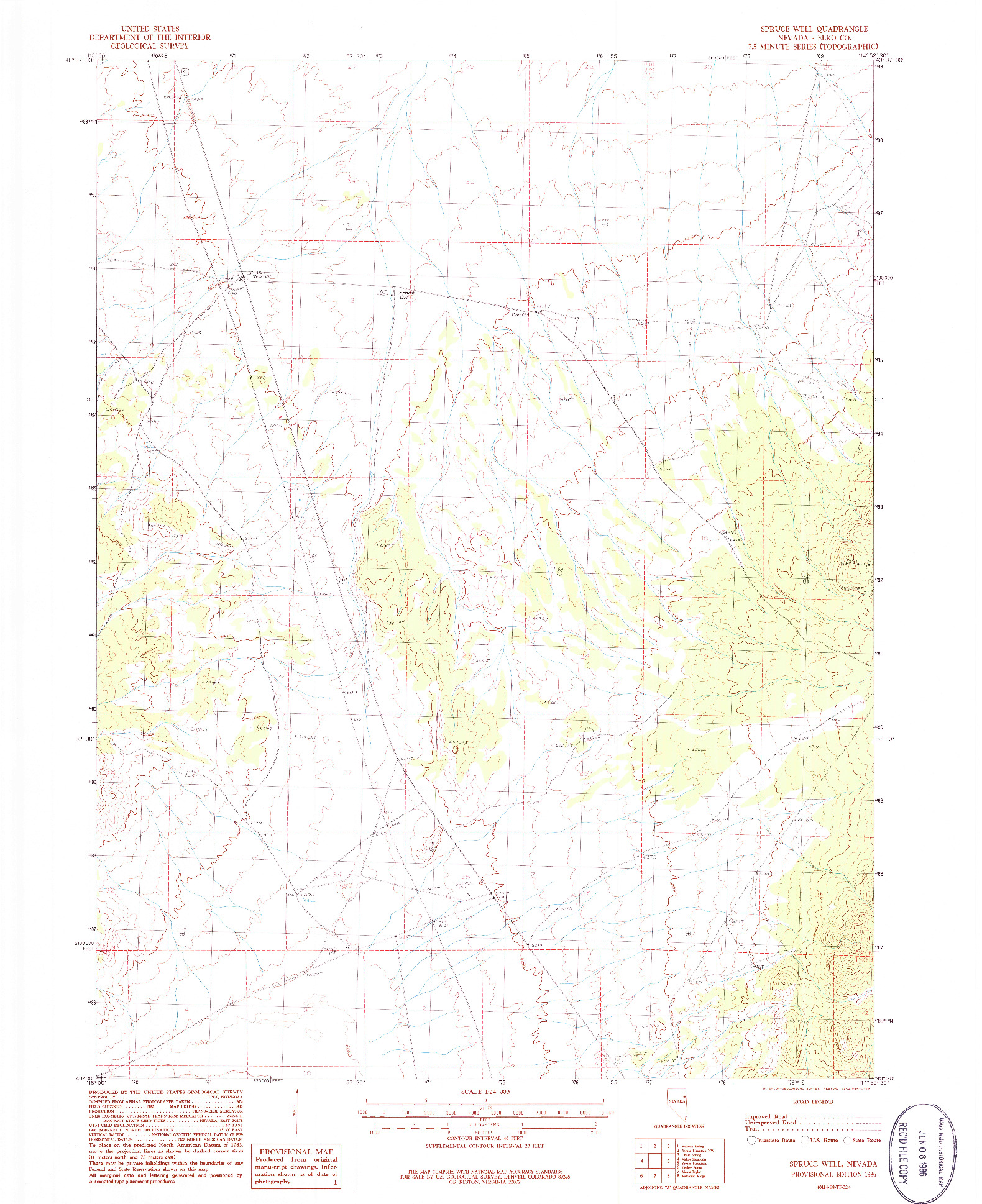USGS 1:24000-SCALE QUADRANGLE FOR SPRUCE WELL, NV 1986