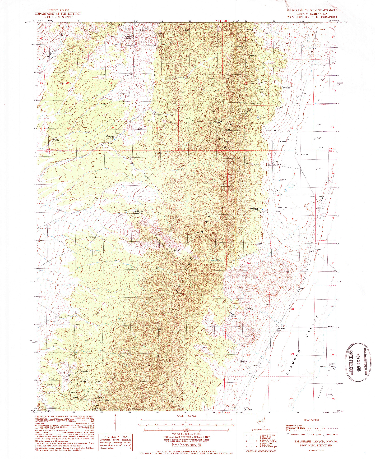 USGS 1:24000-SCALE QUADRANGLE FOR TELEGRAPH CANYON, NV 1986