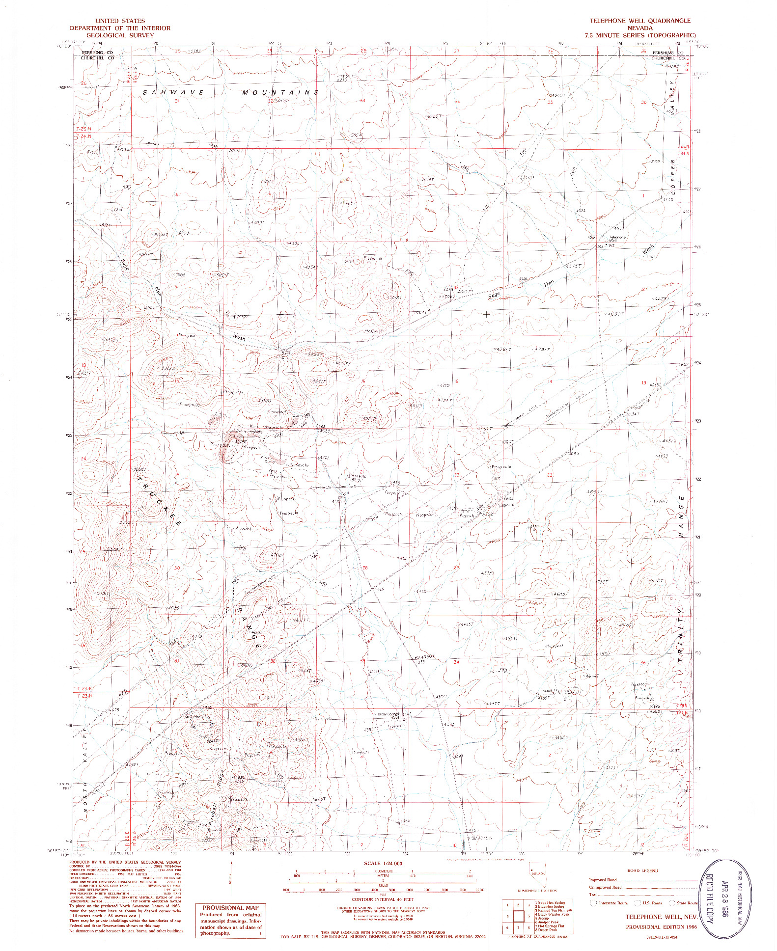 USGS 1:24000-SCALE QUADRANGLE FOR TELEPHONE WELL, NV 1986