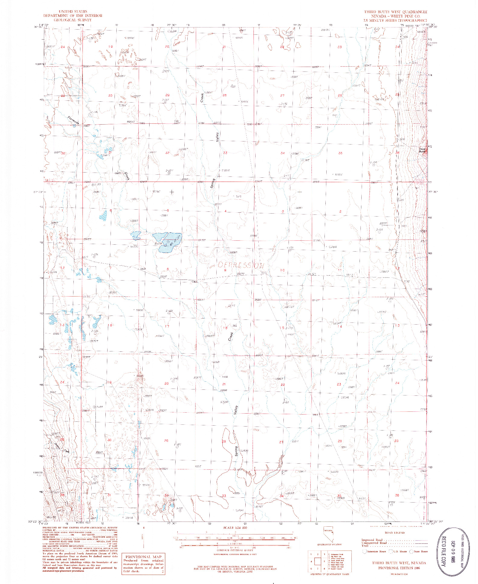 USGS 1:24000-SCALE QUADRANGLE FOR THIRD BUTTE WEST, NV 1986