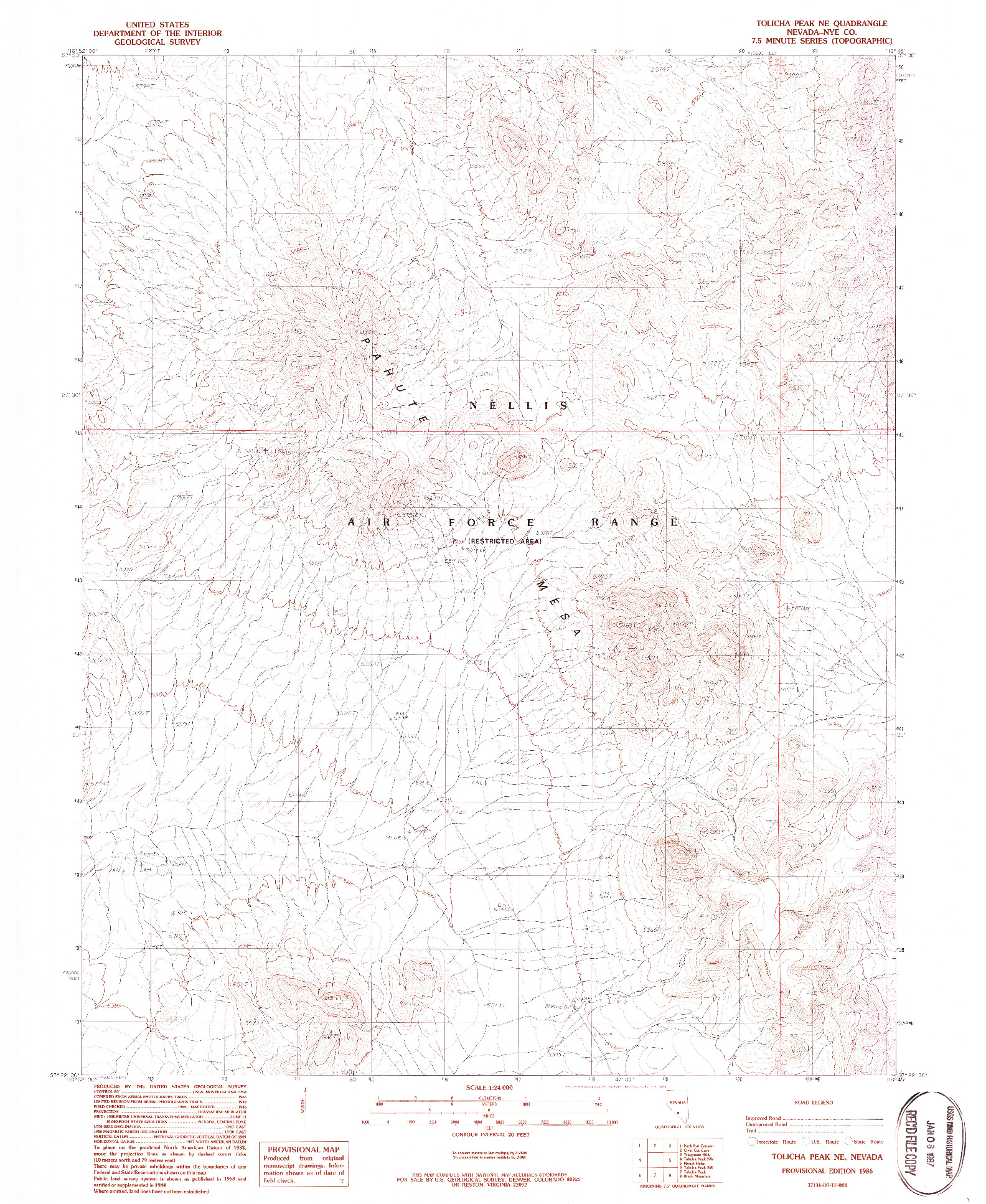 USGS 1:24000-SCALE QUADRANGLE FOR TOLICHA PEAK NE, NV 1986