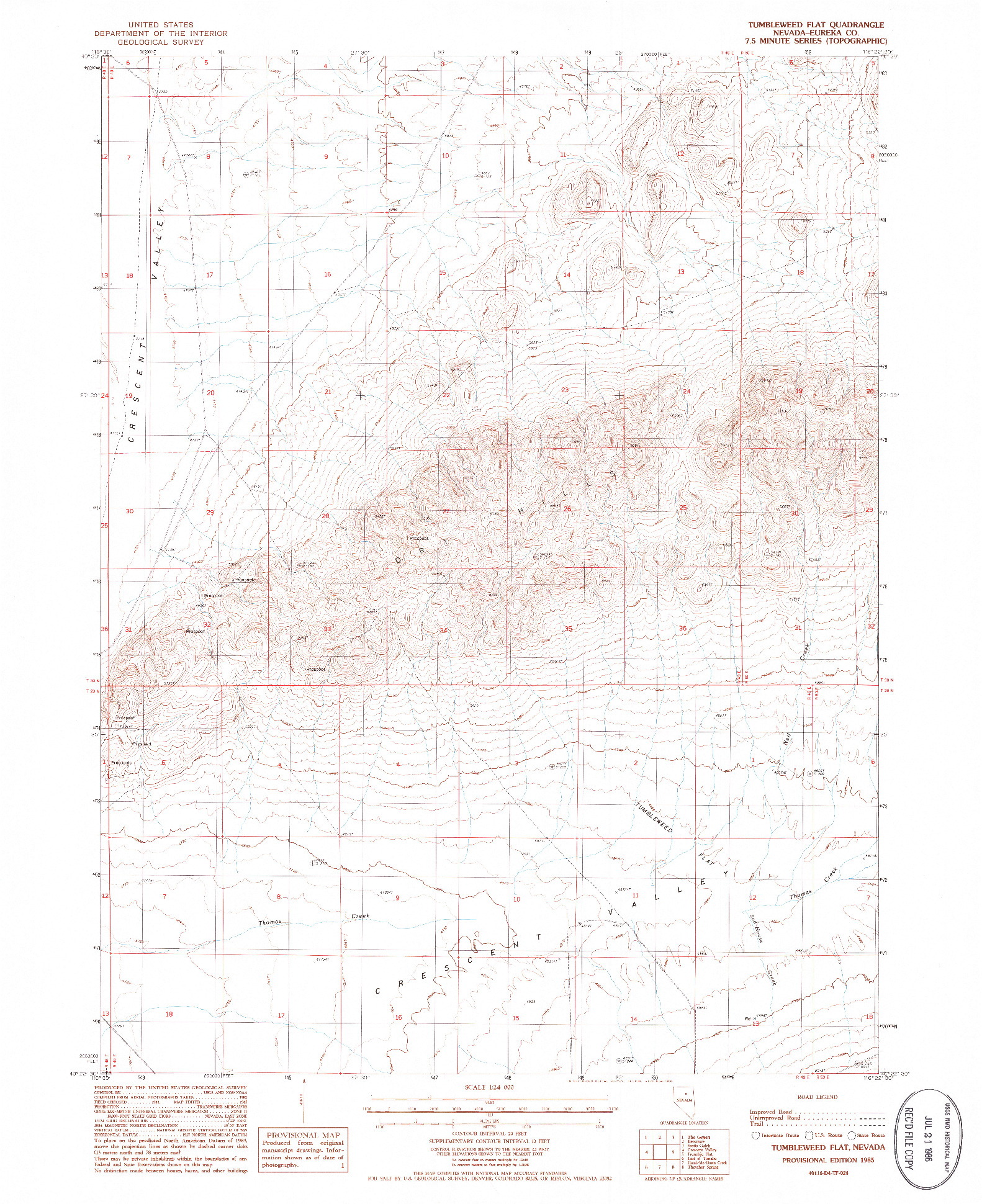 USGS 1:24000-SCALE QUADRANGLE FOR TUMBLEWEED FLAT, NV 1985