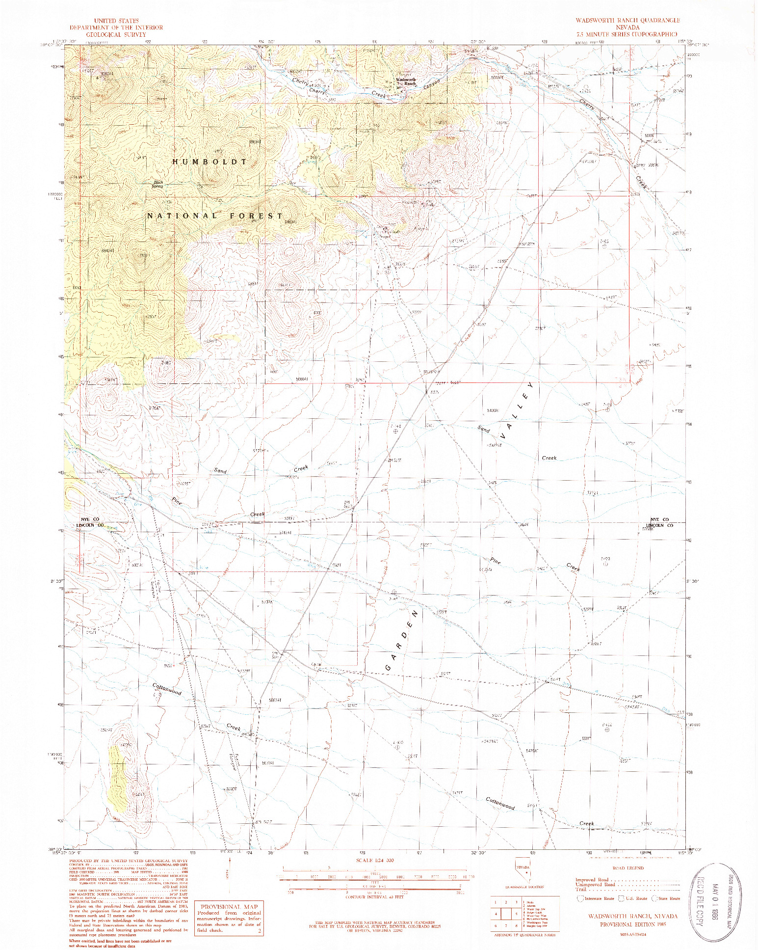 USGS 1:24000-SCALE QUADRANGLE FOR WADSWORTH, NV 1985