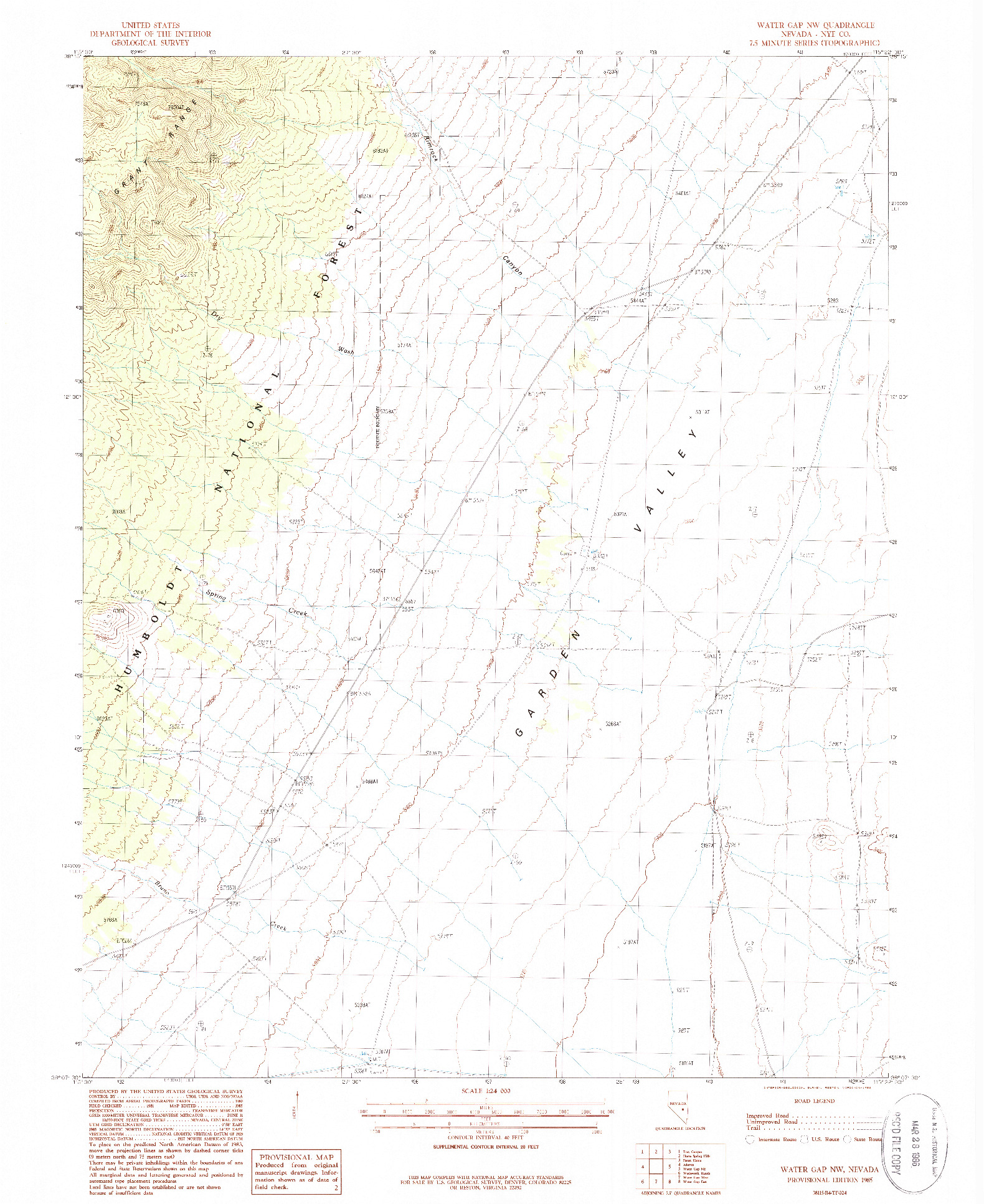 USGS 1:24000-SCALE QUADRANGLE FOR WATER GAP NW, NV 1985