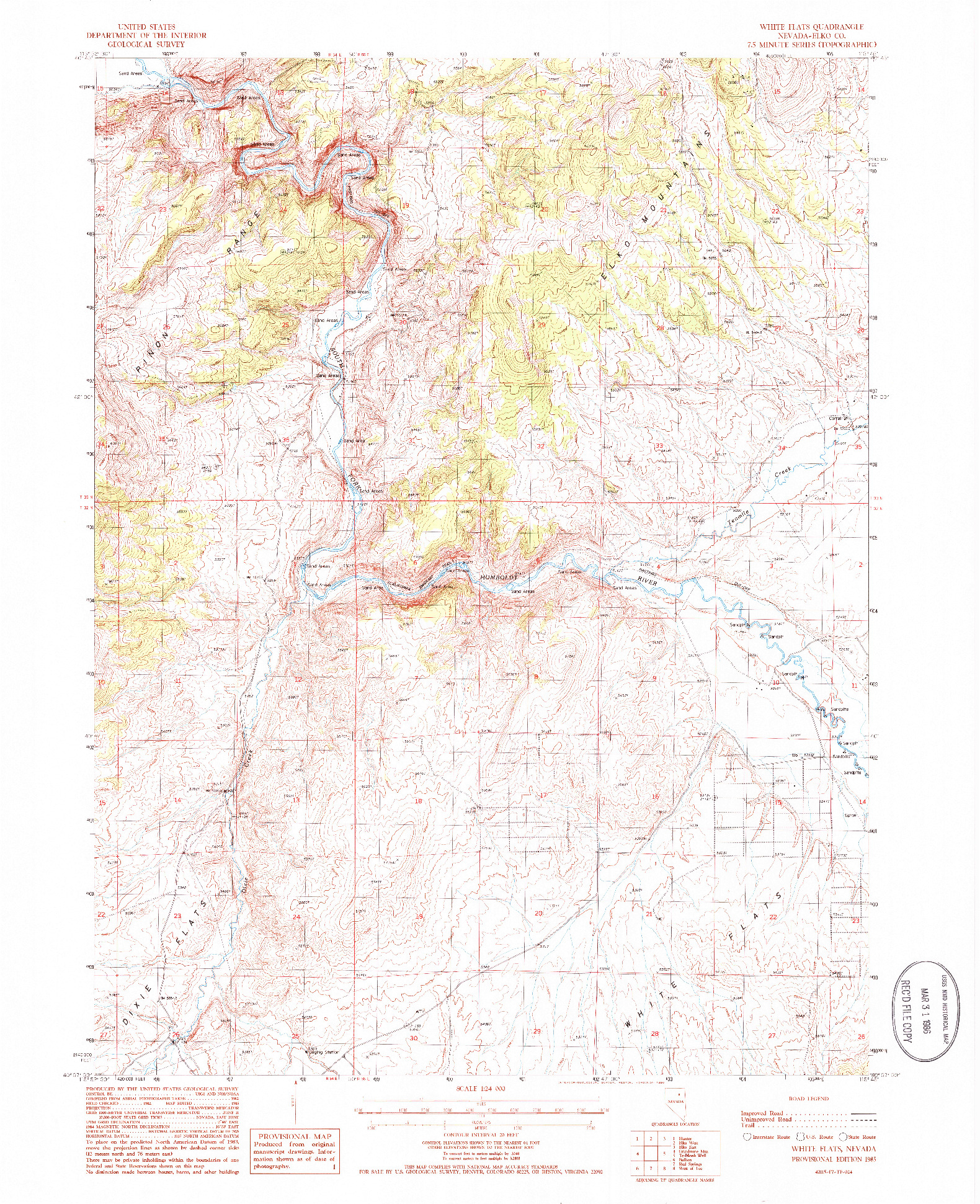 USGS 1:24000-SCALE QUADRANGLE FOR WHITE FLATS, NV 1985