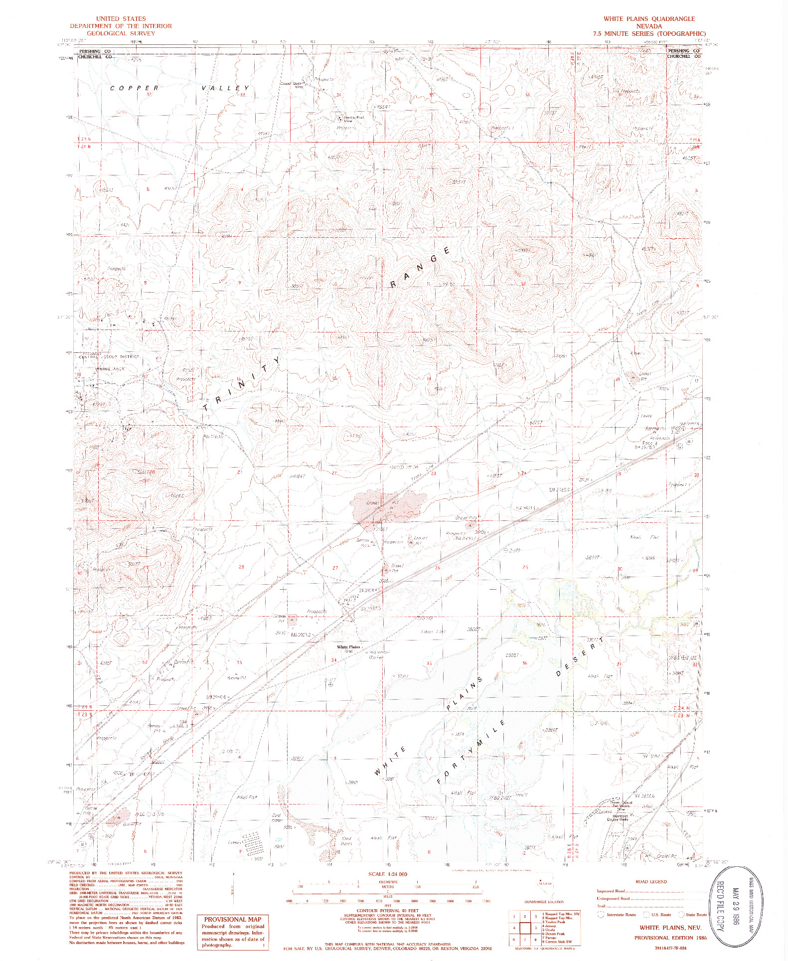 USGS 1:24000-SCALE QUADRANGLE FOR WHITE PLAINS, NV 1986