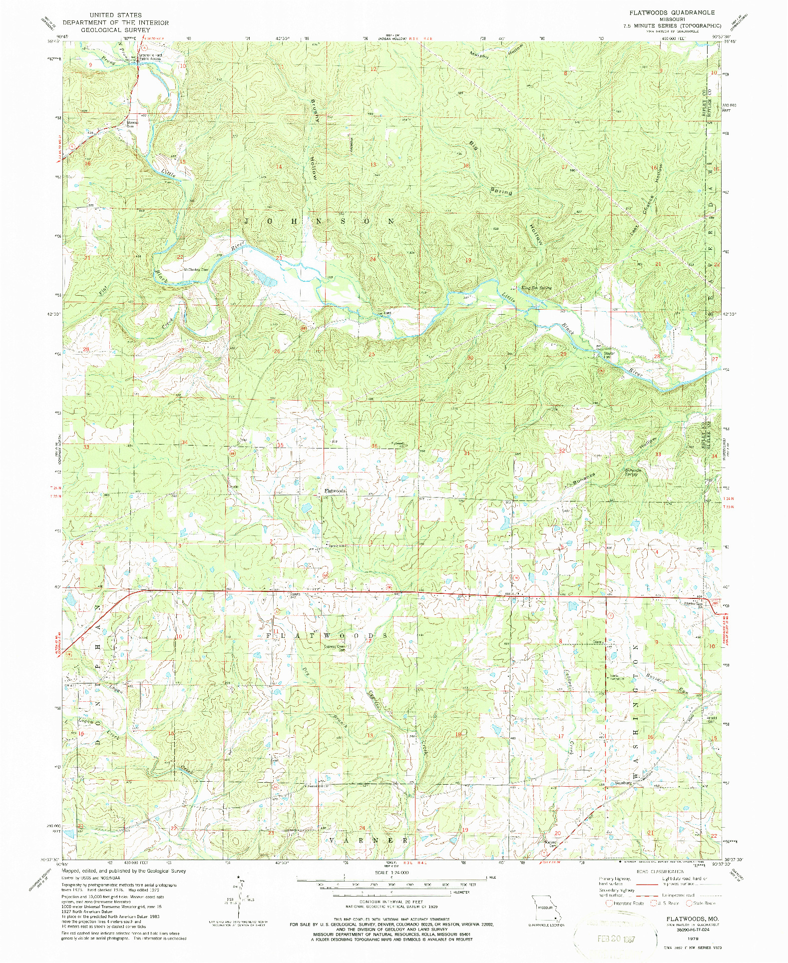 USGS 1:24000-SCALE QUADRANGLE FOR FLATWOODS, MO 1979