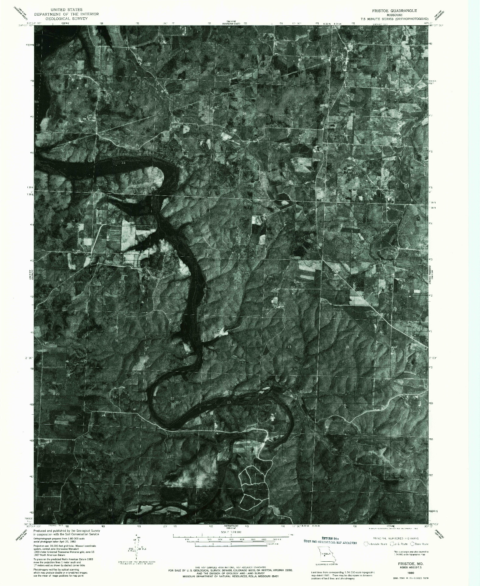 USGS 1:24000-SCALE QUADRANGLE FOR FRISTOE, MO 1980