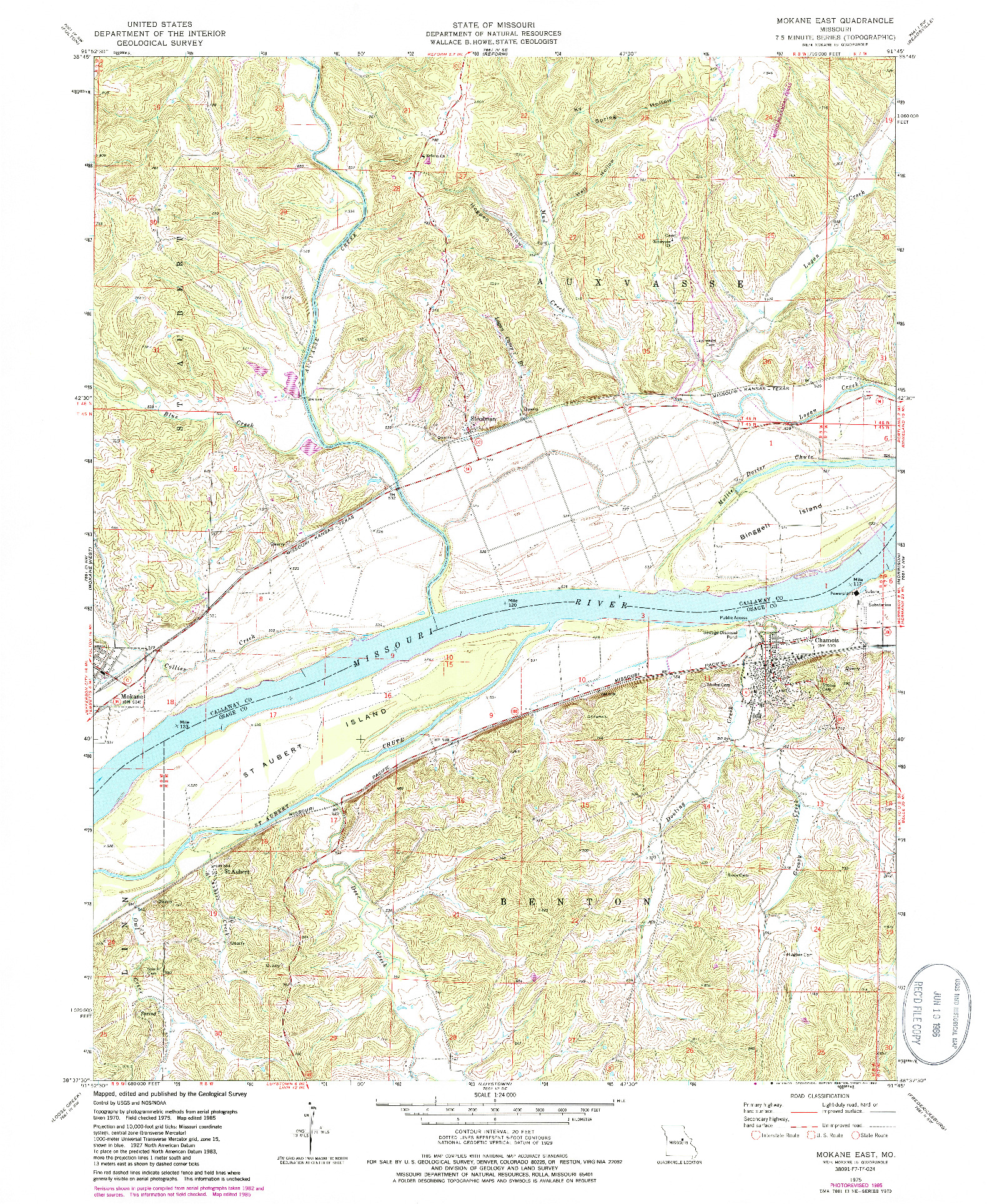 USGS 1:24000-SCALE QUADRANGLE FOR MOKANE EAST, MO 1975