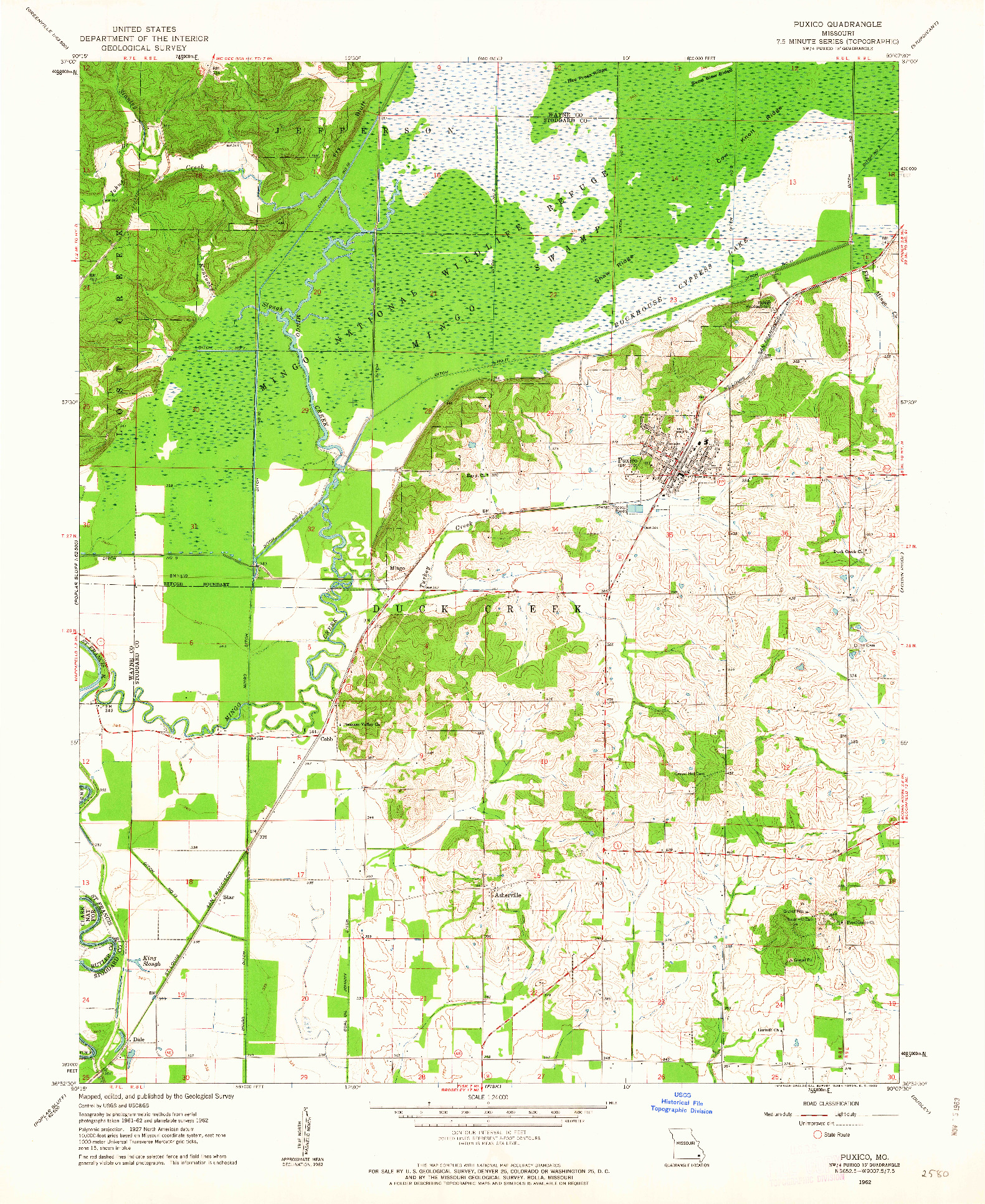 USGS 1:24000-SCALE QUADRANGLE FOR PUXICO, MO 1962