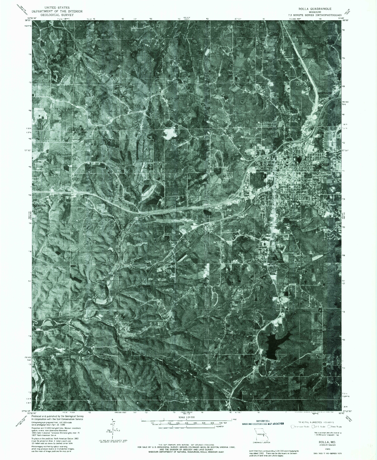 USGS 1:24000-SCALE QUADRANGLE FOR ROLLA, MO 1980