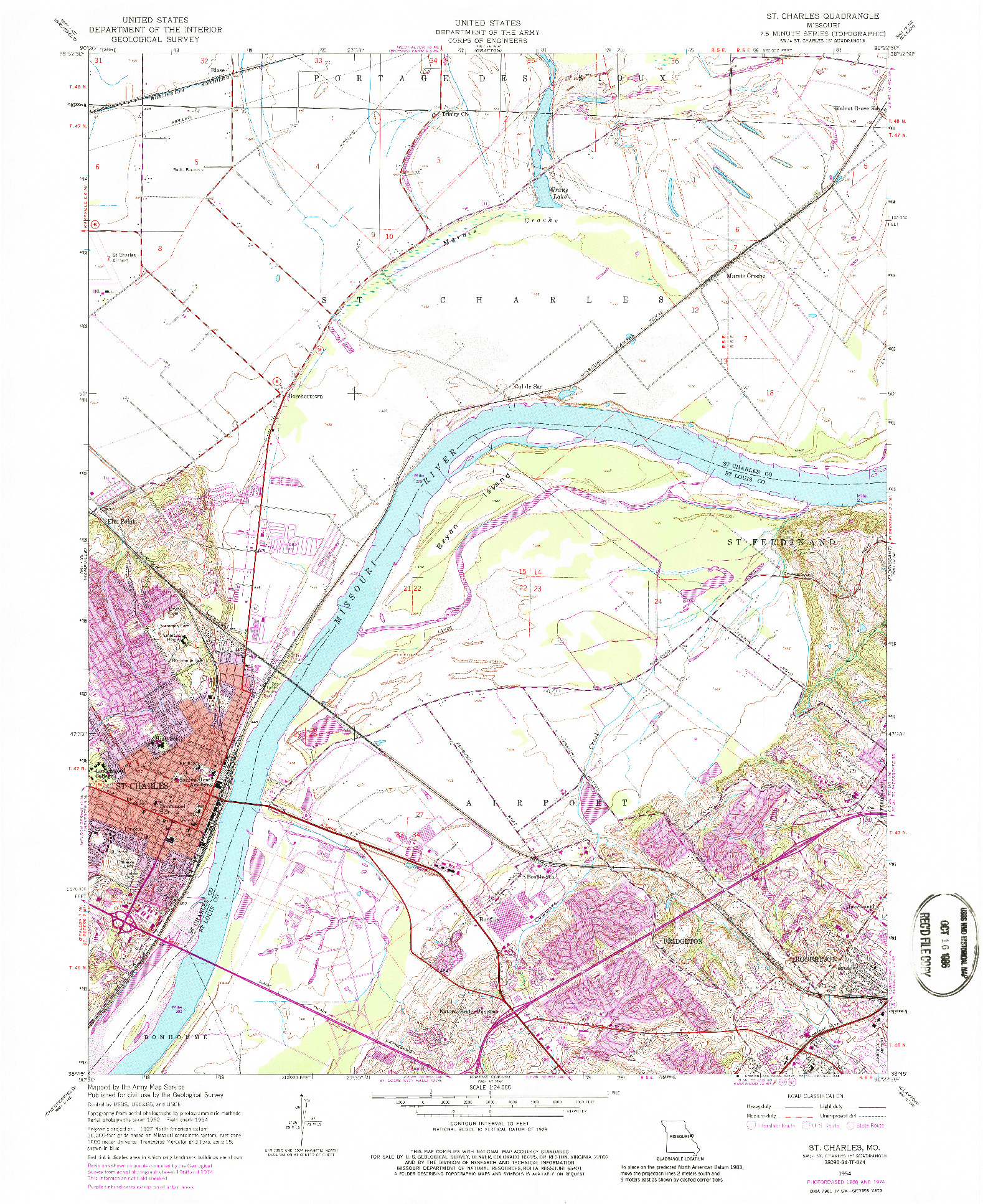 USGS 1:24000-SCALE QUADRANGLE FOR ST. CHARLES, MO 1954