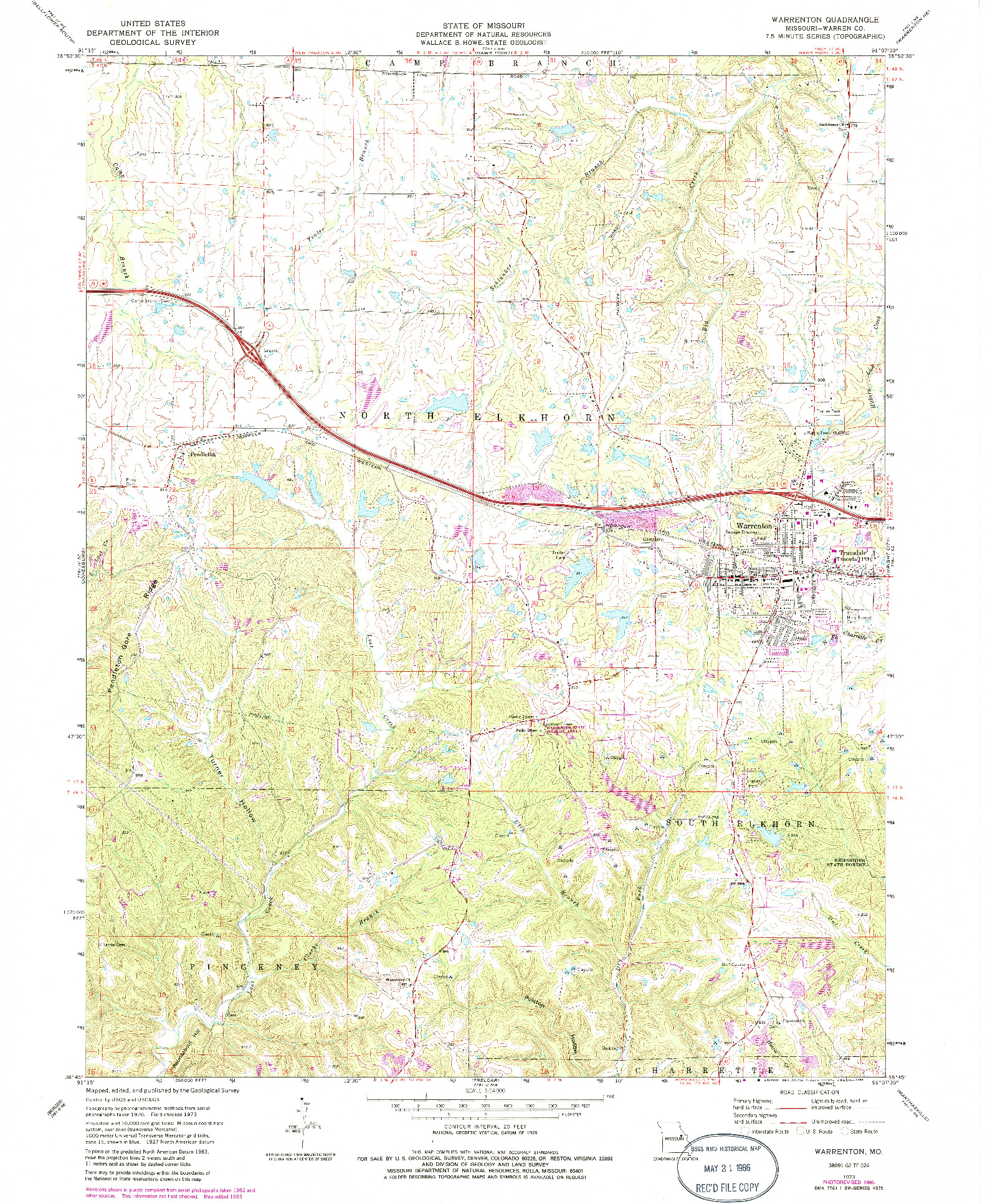 USGS 1:24000-SCALE QUADRANGLE FOR WARRENTON, MO 1973