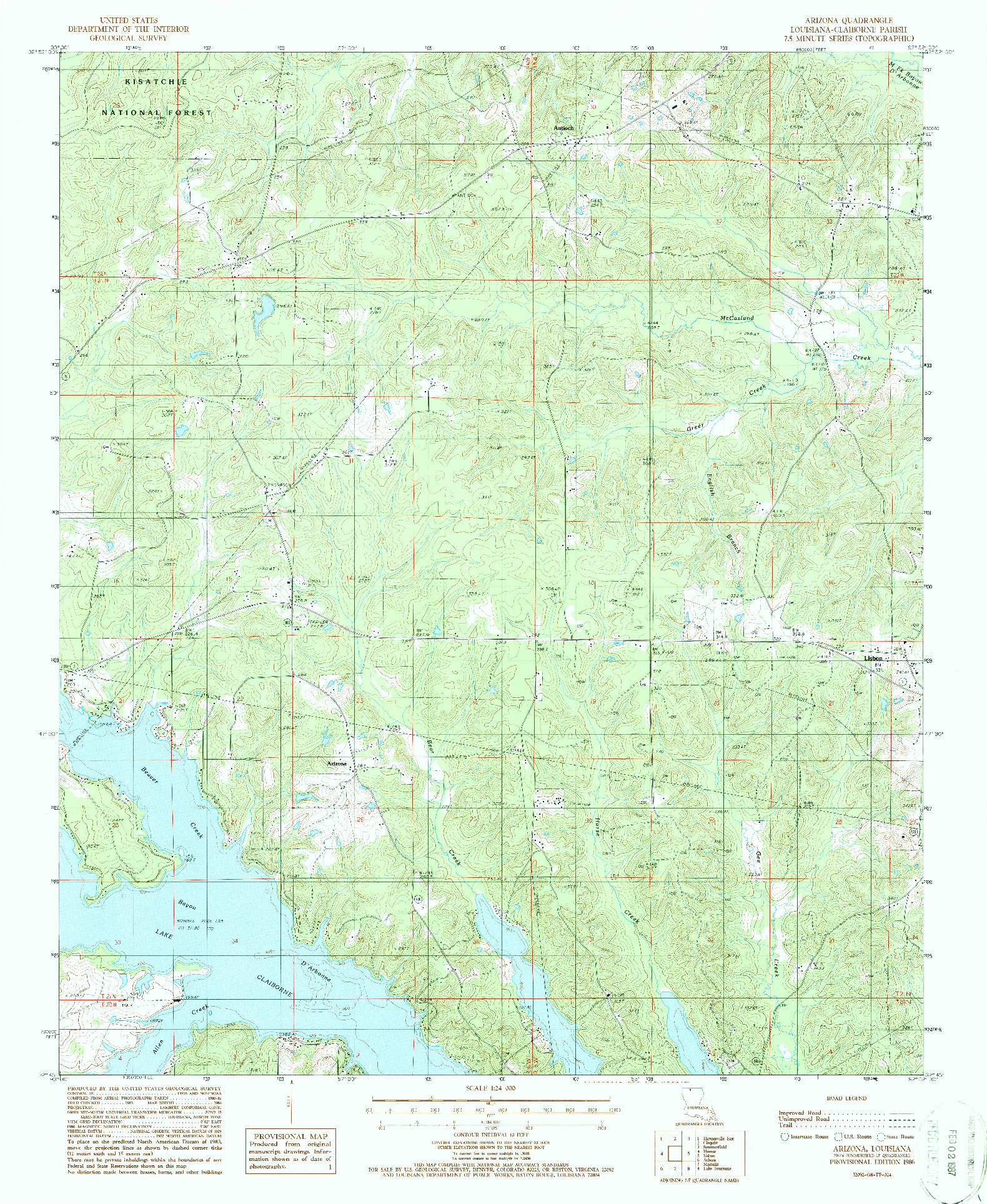 USGS 1:24000-SCALE QUADRANGLE FOR ARIZONA, LA 1986