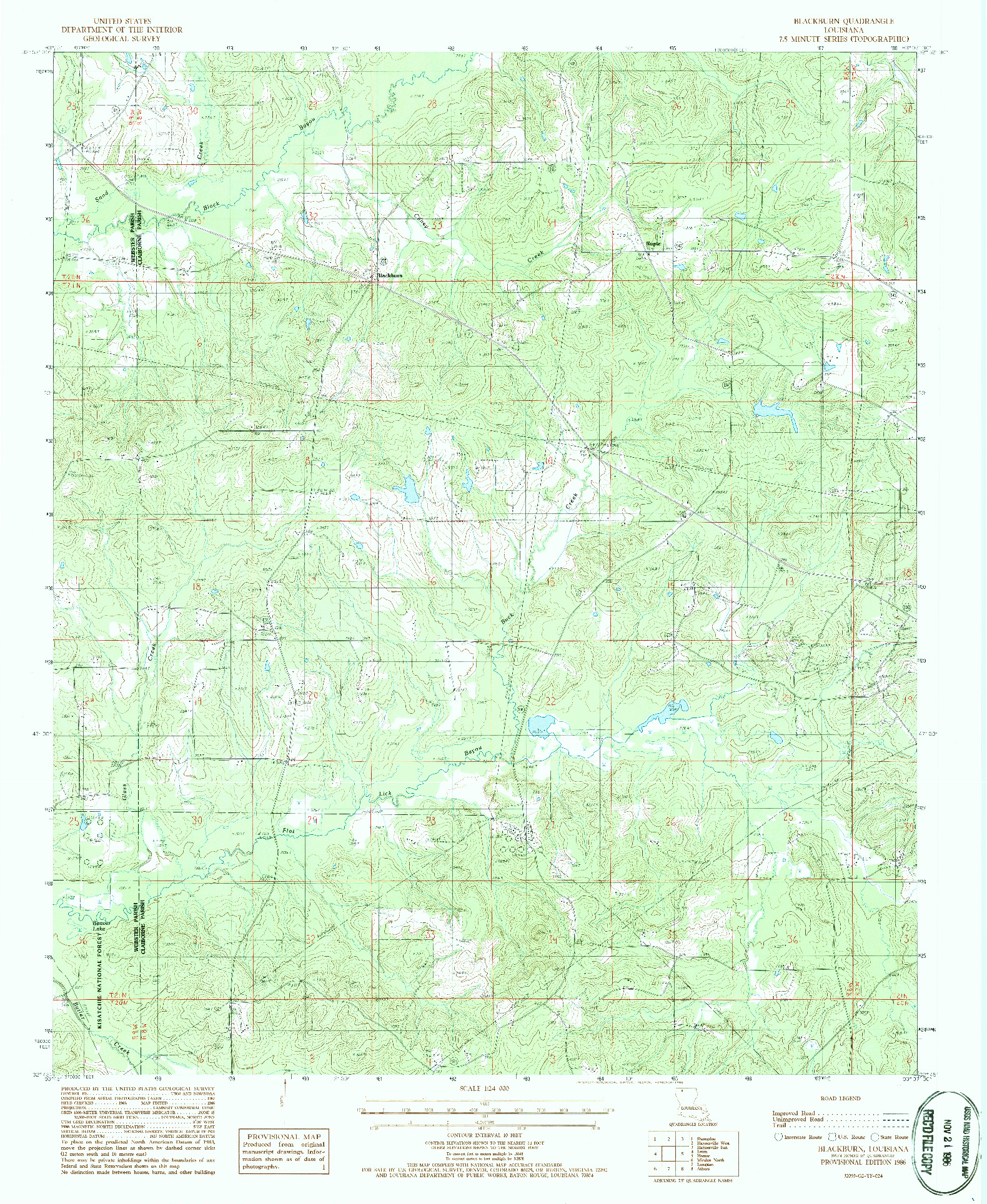 USGS 1:24000-SCALE QUADRANGLE FOR BLACKBURN, LA 1986