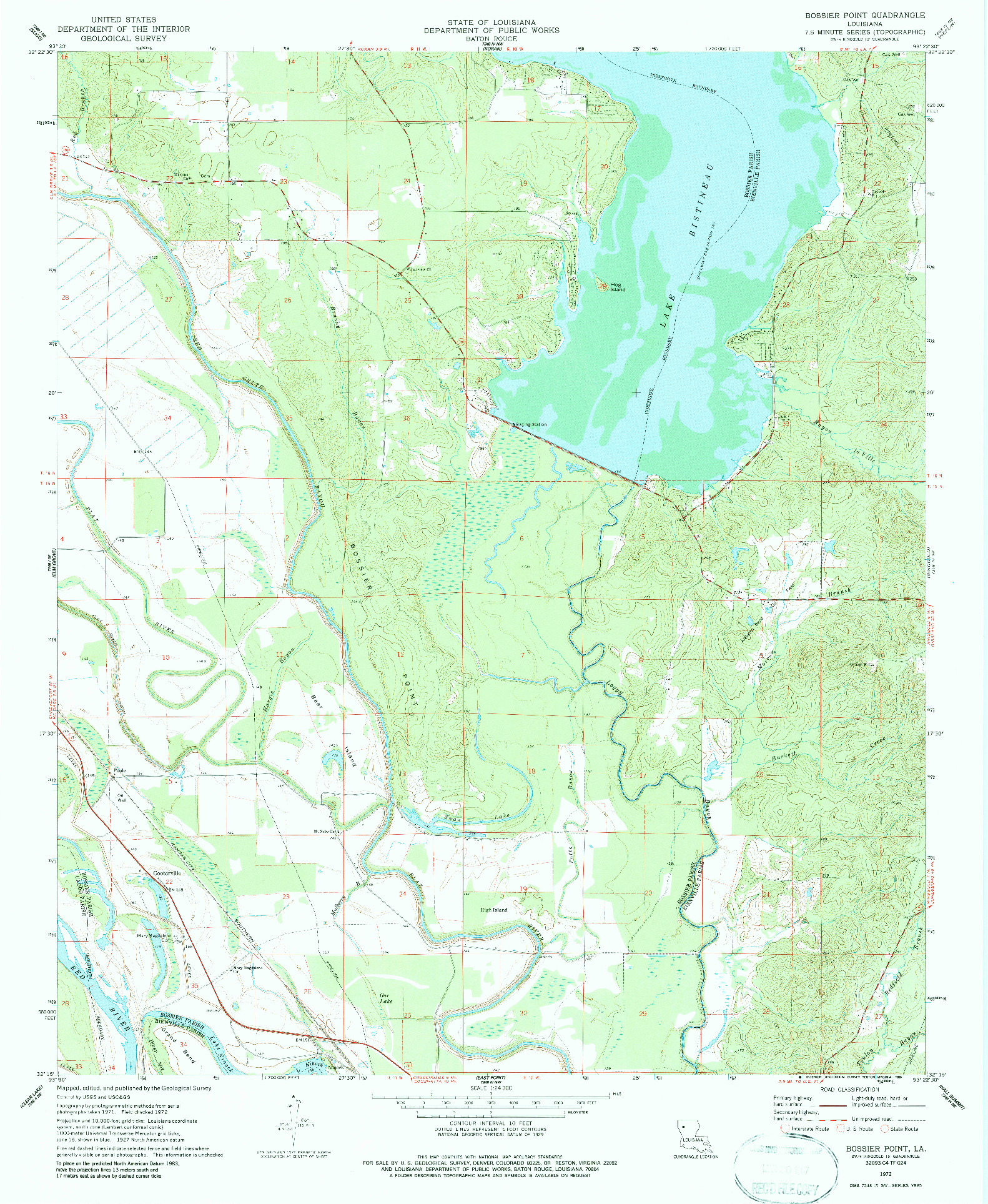 USGS 1:24000-SCALE QUADRANGLE FOR BOSSIER POINT, LA 1972