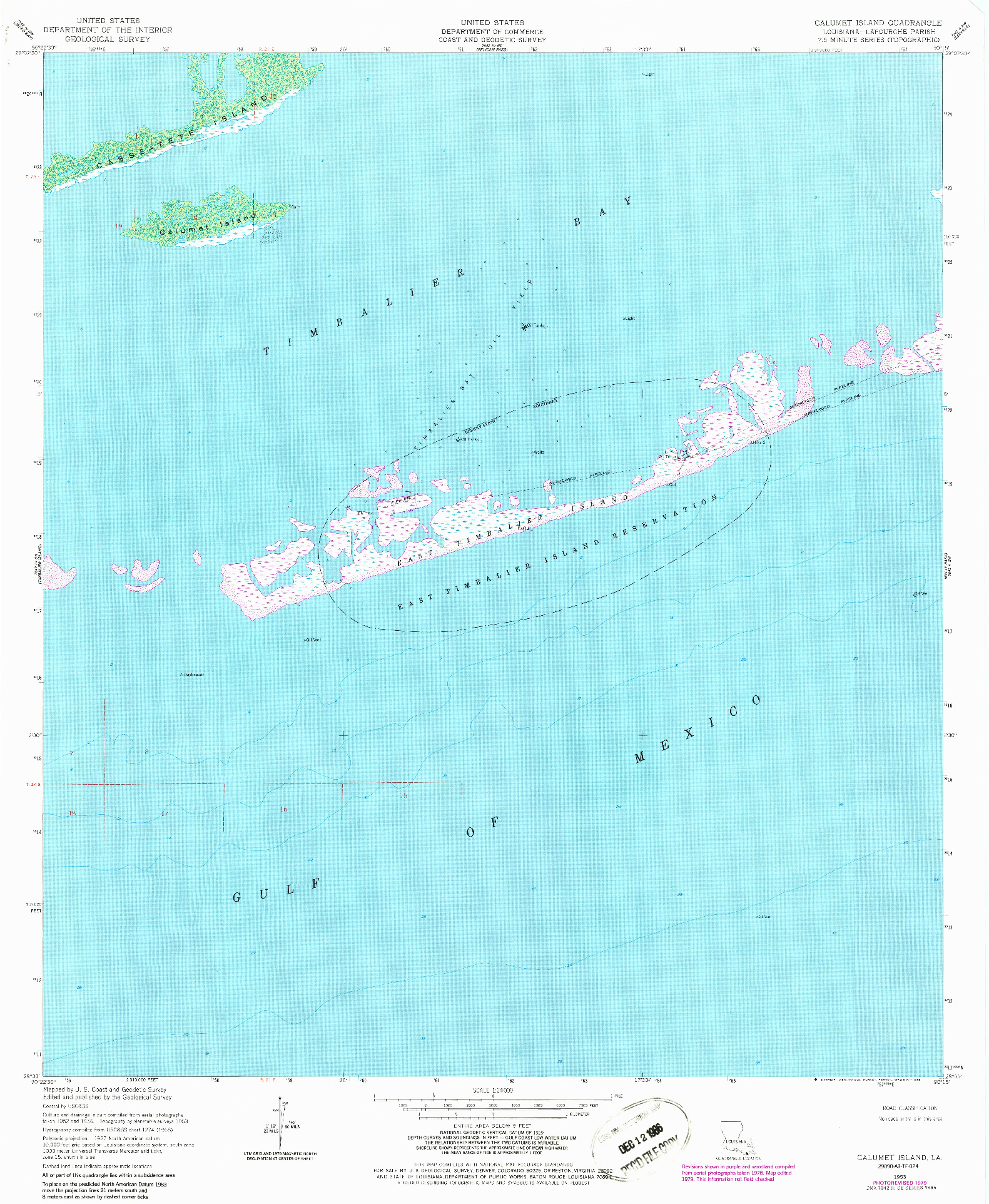 USGS 1:24000-SCALE QUADRANGLE FOR CALUMET ISLAND, LA 1953