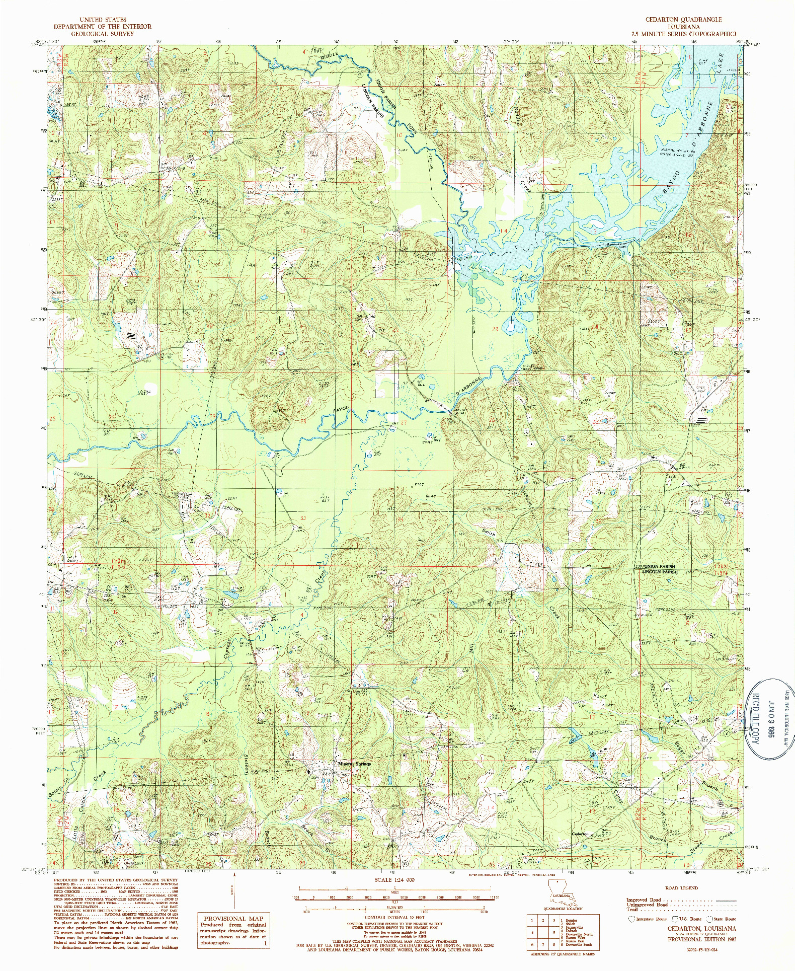 USGS 1:24000-SCALE QUADRANGLE FOR CEDARTON, LA 1985