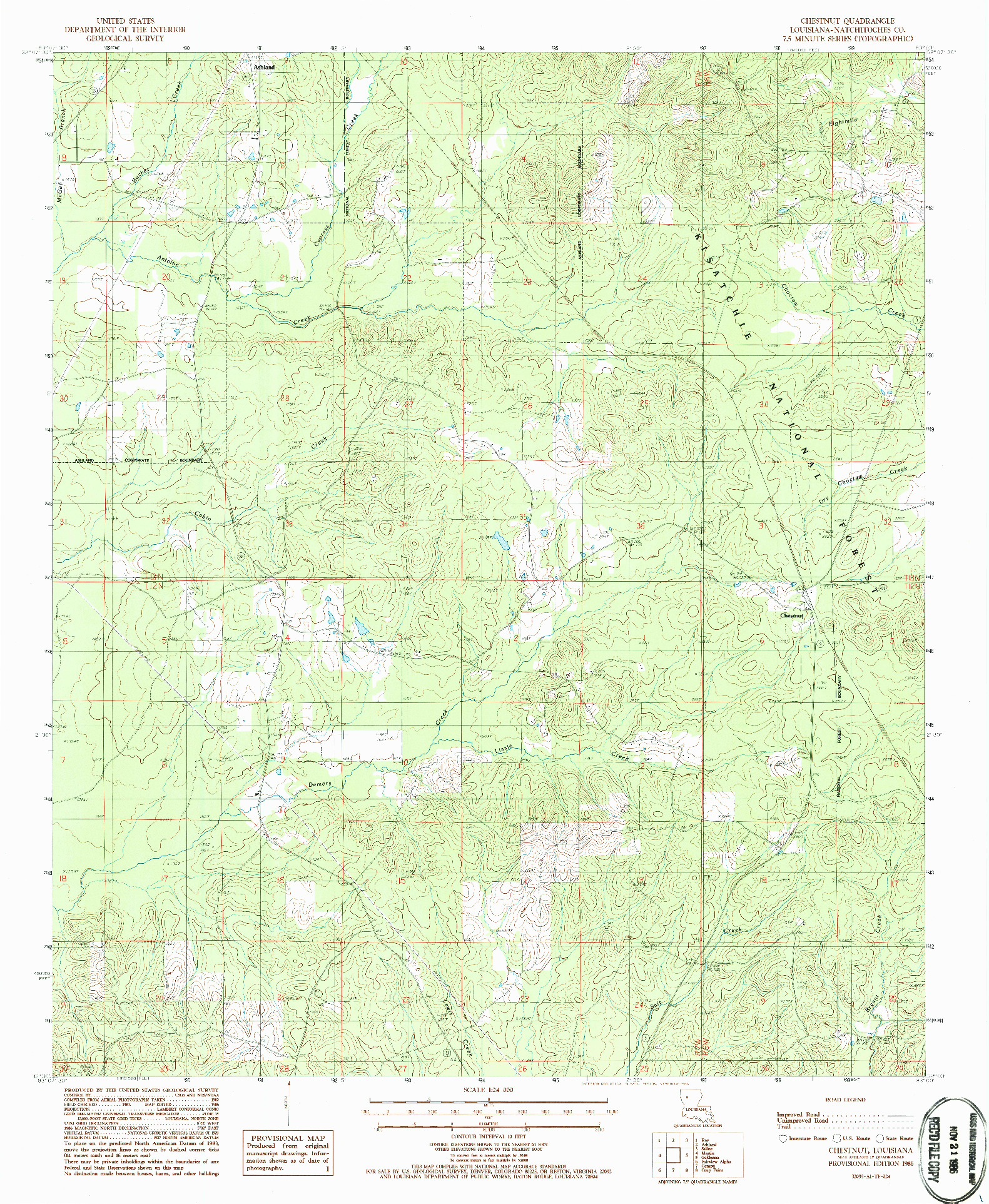 USGS 1:24000-SCALE QUADRANGLE FOR CHESTNUT, LA 1986