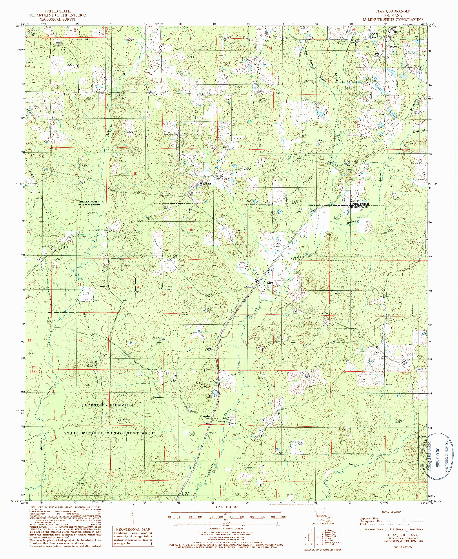 USGS 1:24000-SCALE QUADRANGLE FOR CLAY, LA 1985