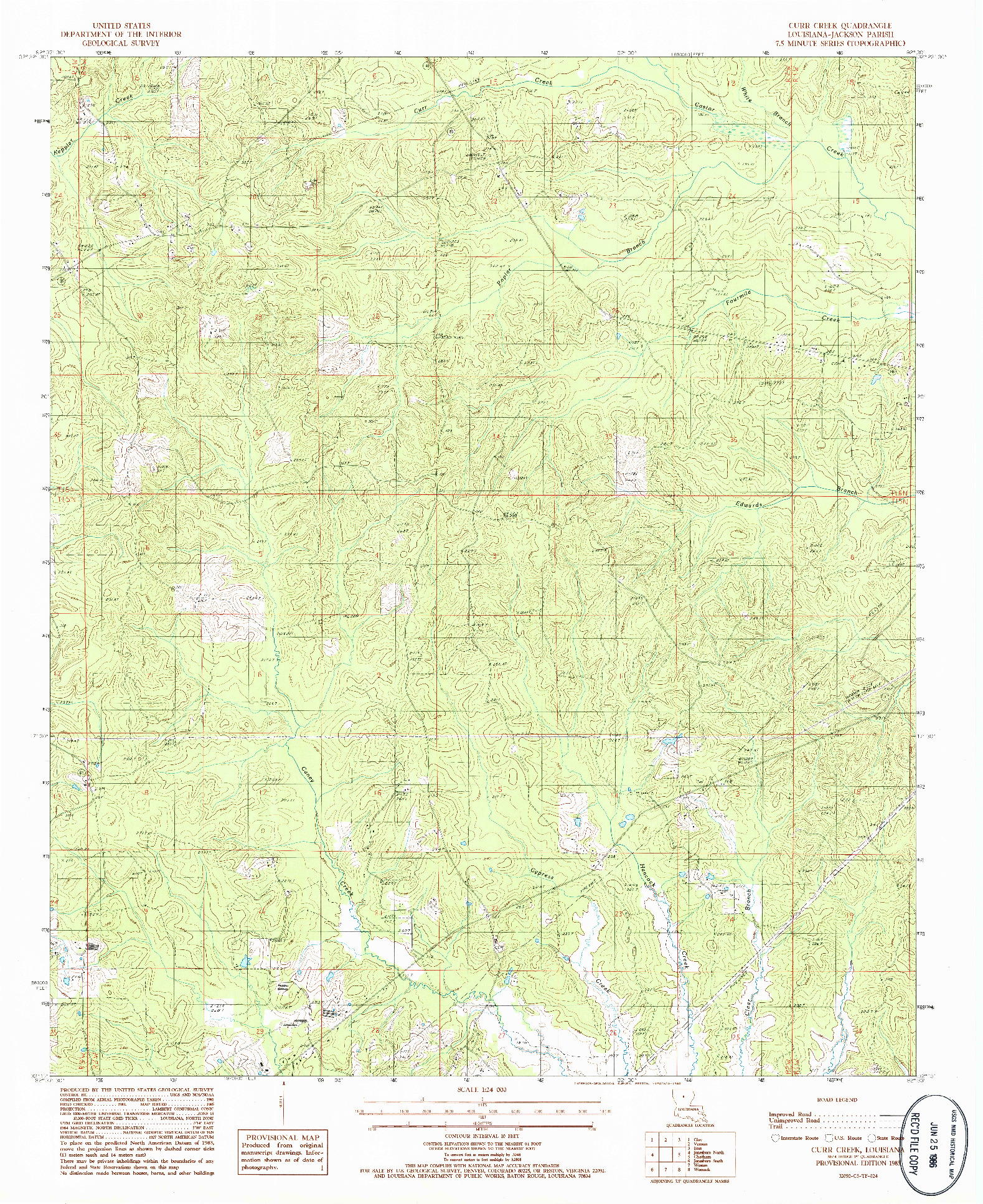 USGS 1:24000-SCALE QUADRANGLE FOR CURR CREEK, LA 1985