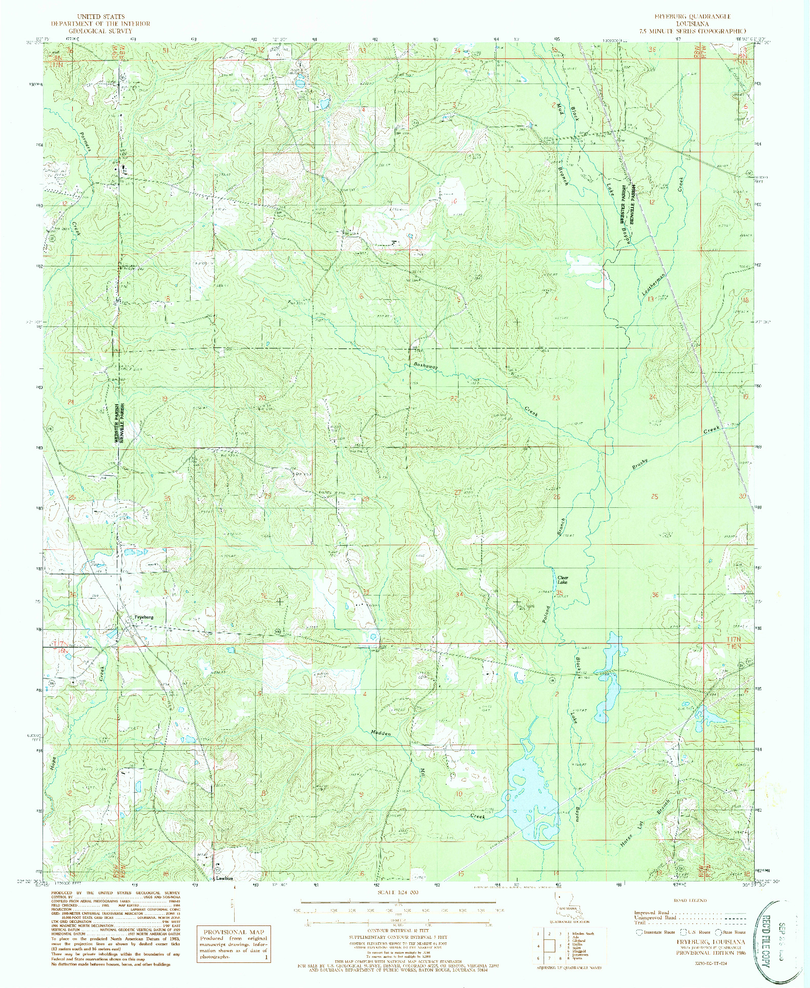 USGS 1:24000-SCALE QUADRANGLE FOR FRYEBURG, LA 1986