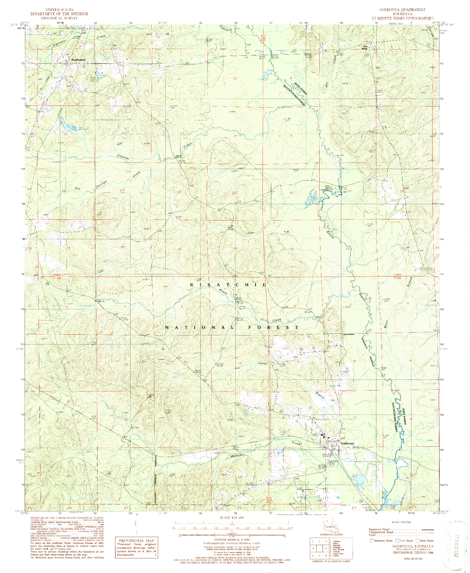 USGS 1:24000-SCALE QUADRANGLE FOR GOLDONNA, LA 1986