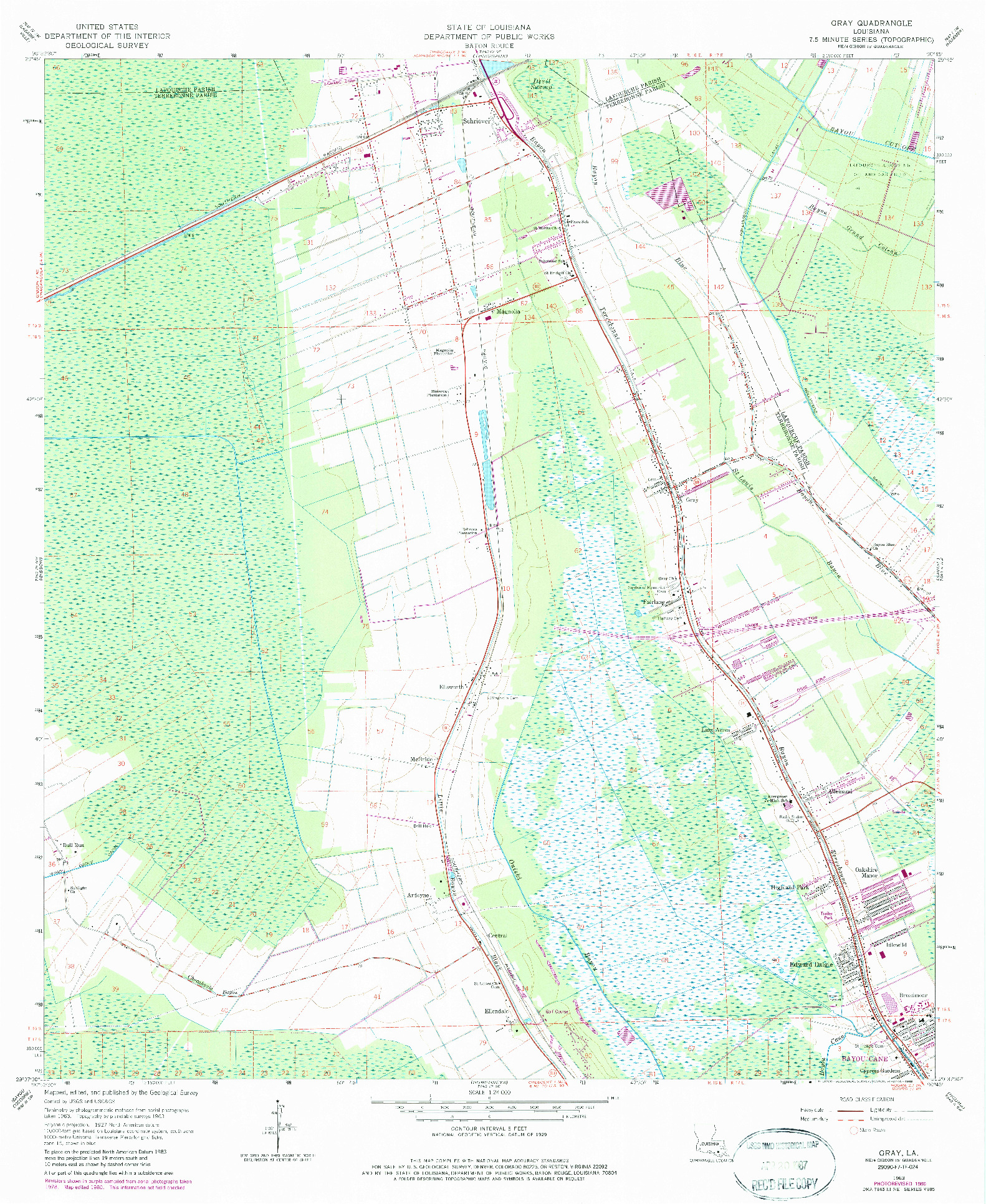 USGS 1:24000-SCALE QUADRANGLE FOR GRAY, LA 1963