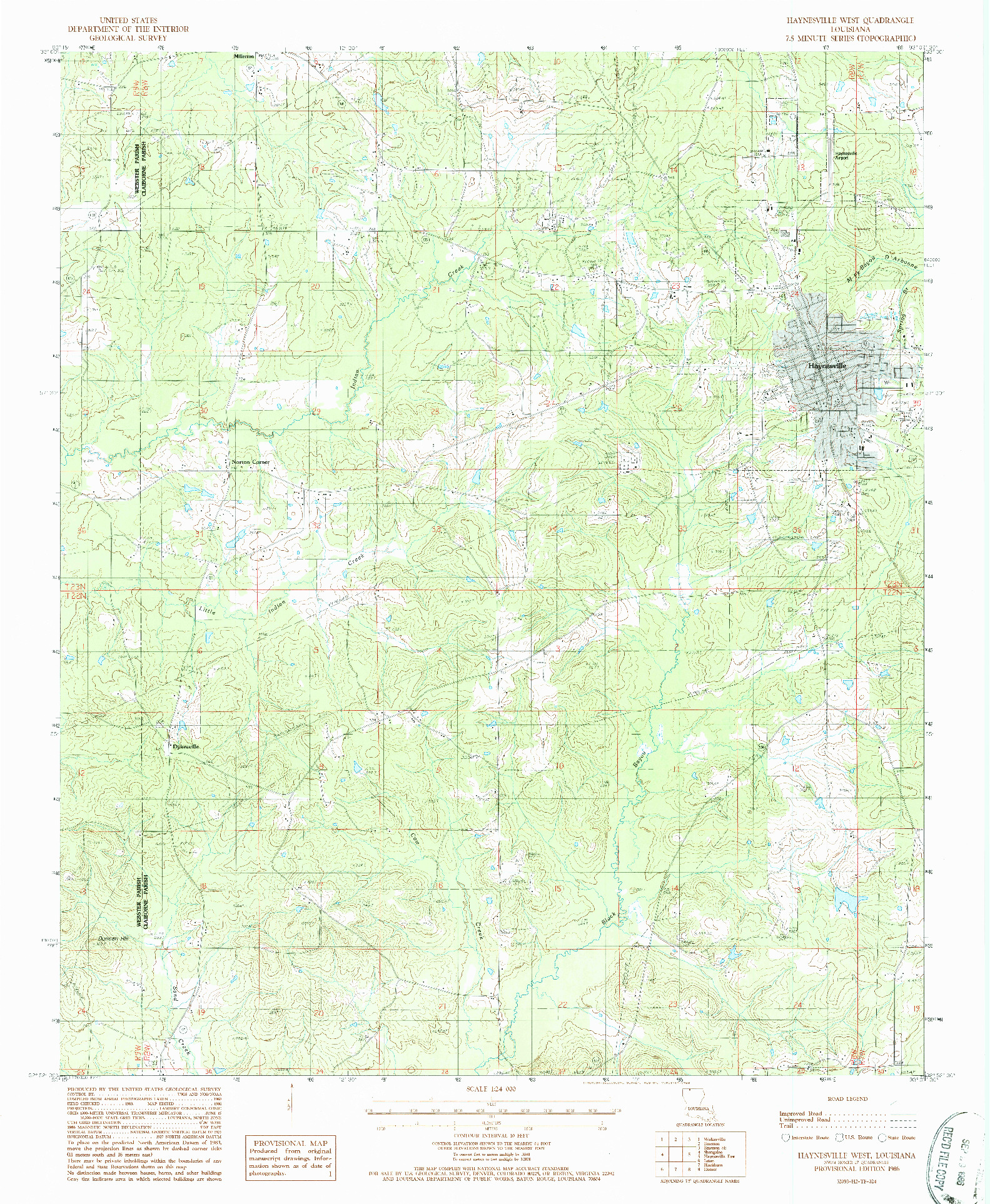 USGS 1:24000-SCALE QUADRANGLE FOR HAYNESVILLE WEST, LA 1986