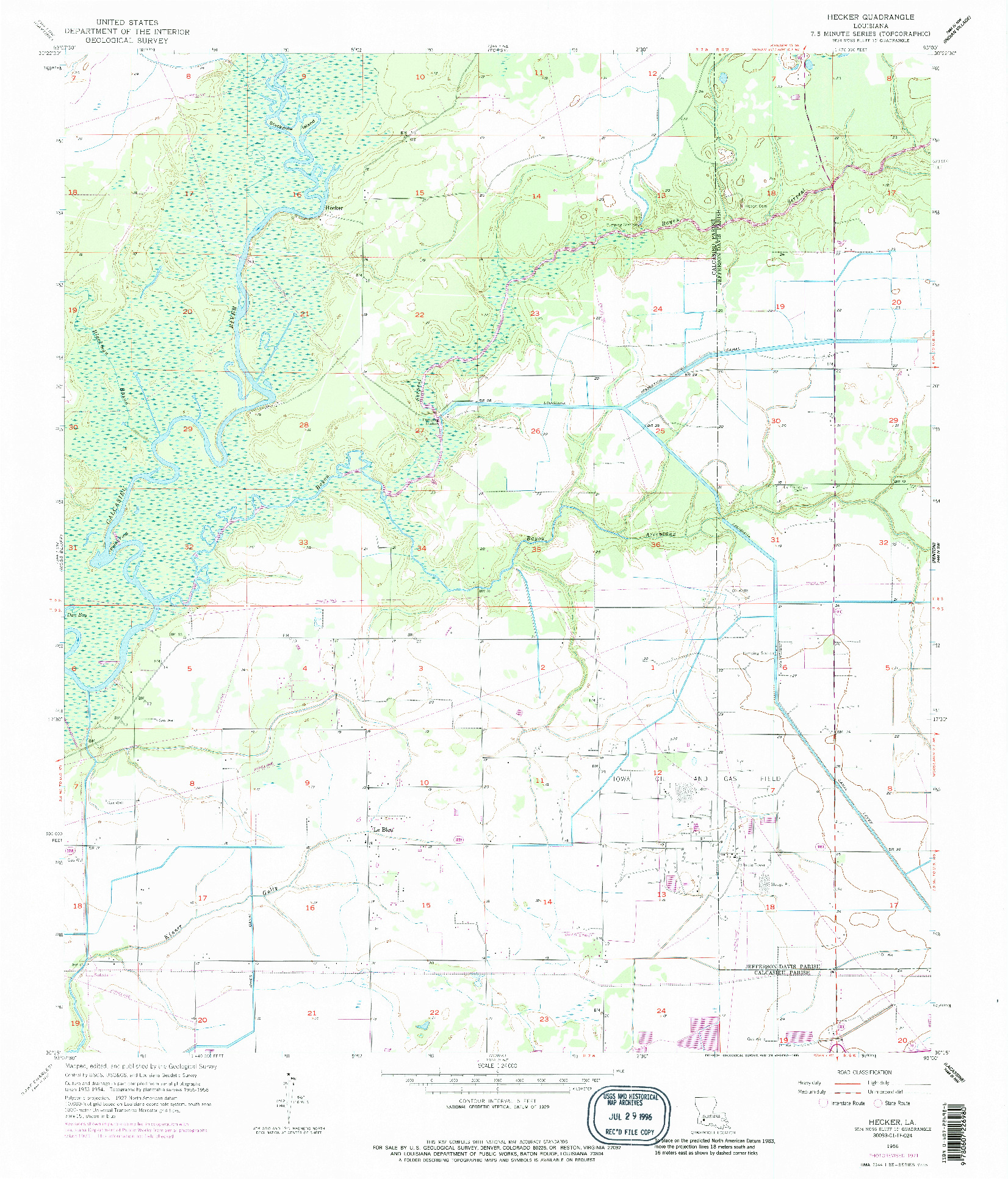 USGS 1:24000-SCALE QUADRANGLE FOR HECKER, LA 1956