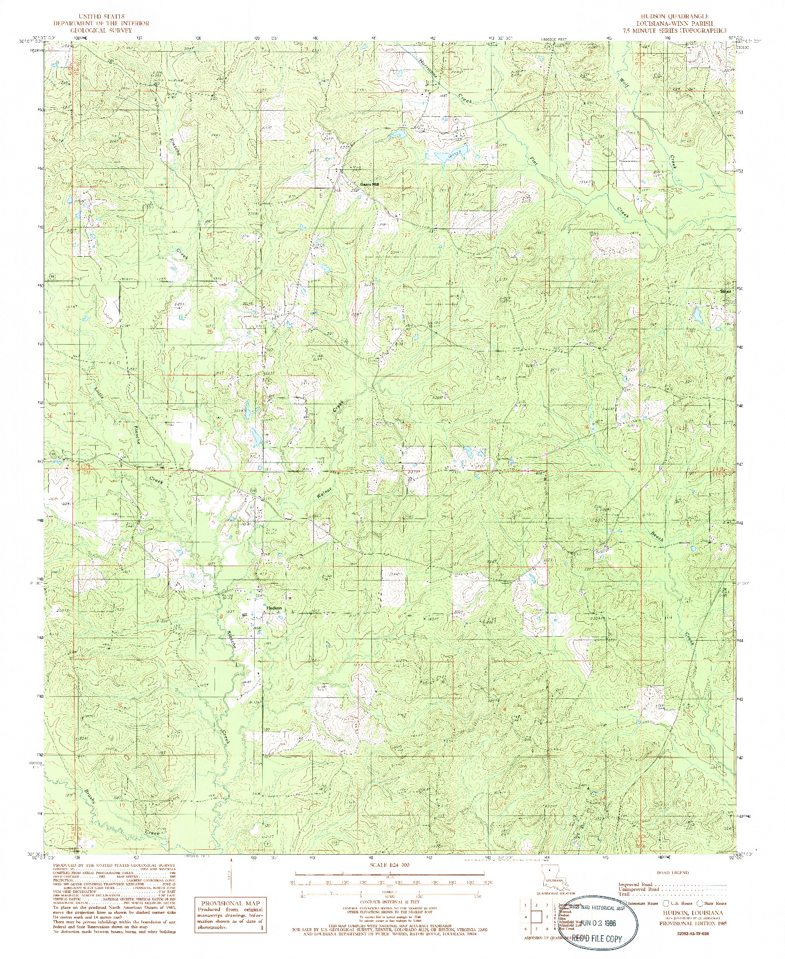 USGS 1:24000-SCALE QUADRANGLE FOR HUDSON, LA 1985