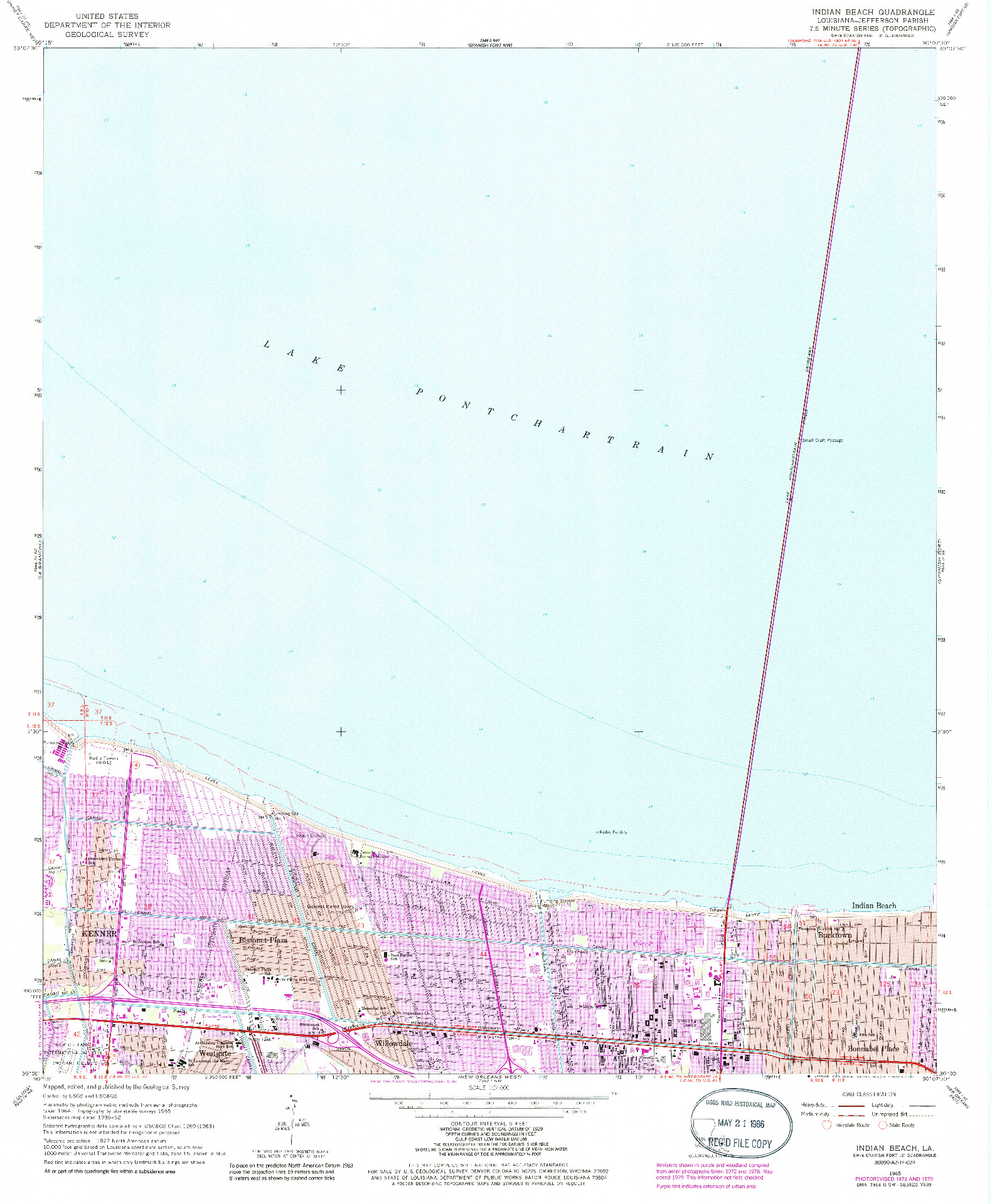 USGS 1:24000-SCALE QUADRANGLE FOR INDIAN BEACH, LA 1965