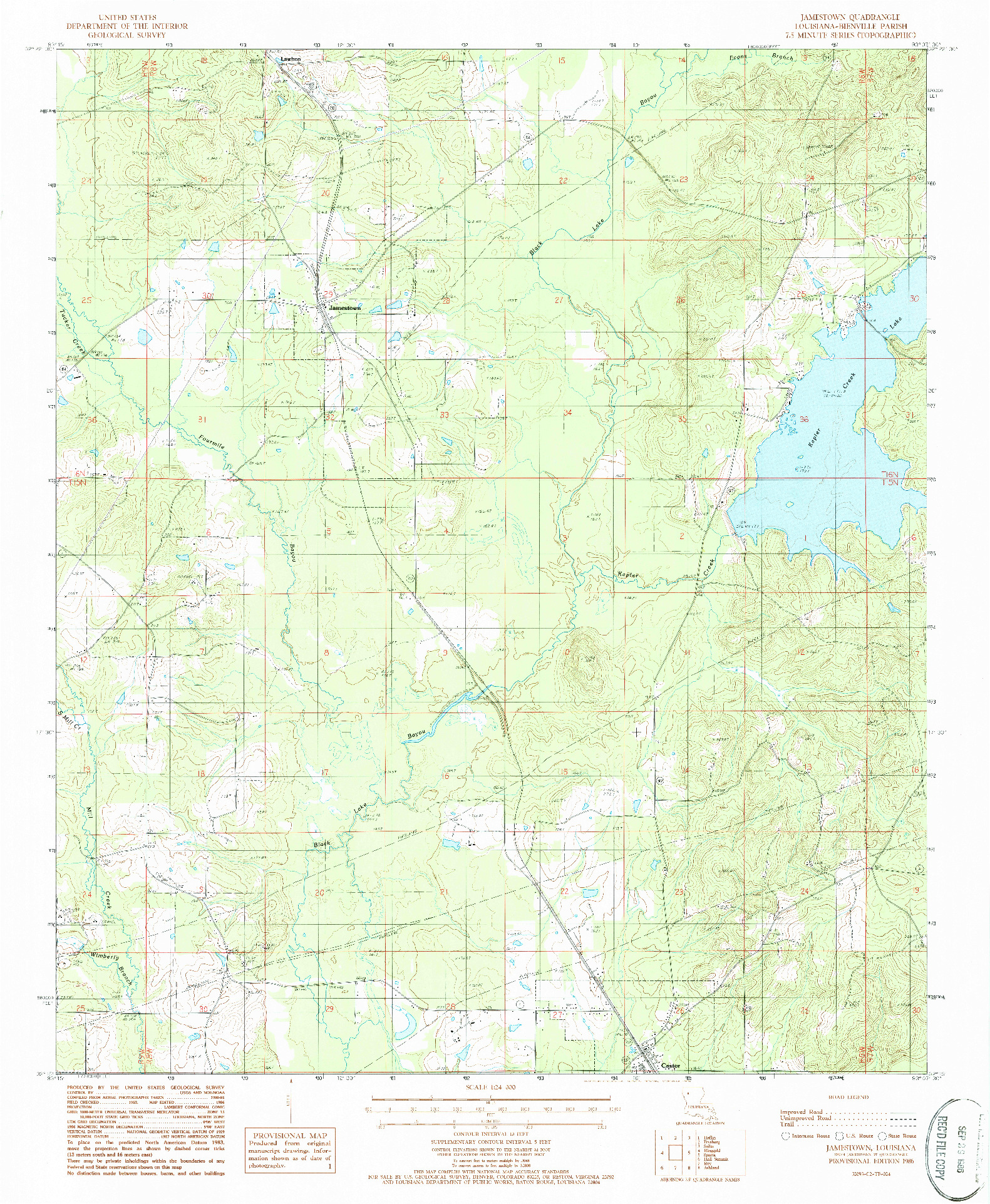 USGS 1:24000-SCALE QUADRANGLE FOR JAMESTOWN, LA 1986