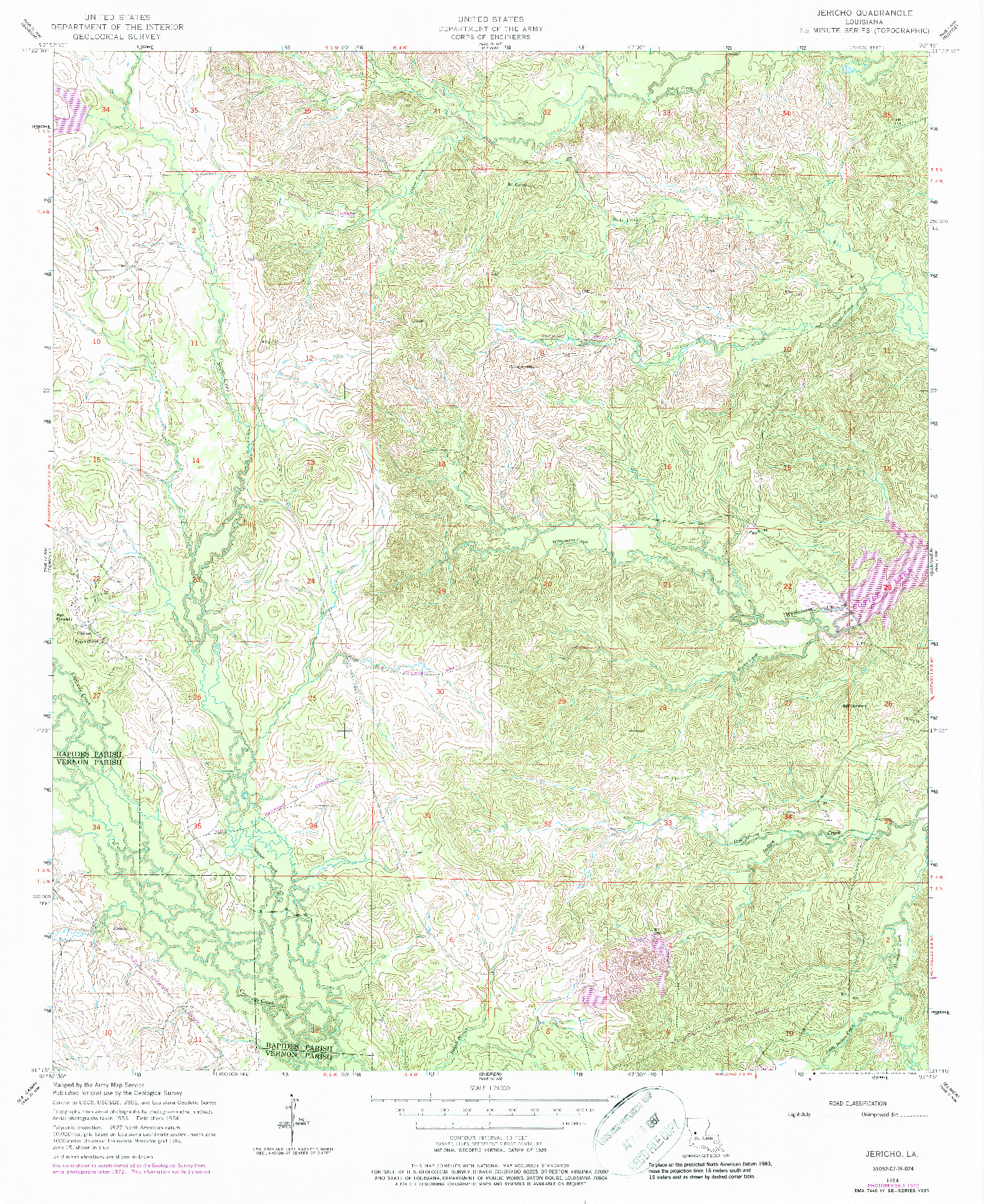 USGS 1:24000-SCALE QUADRANGLE FOR JERICHO, LA 1954