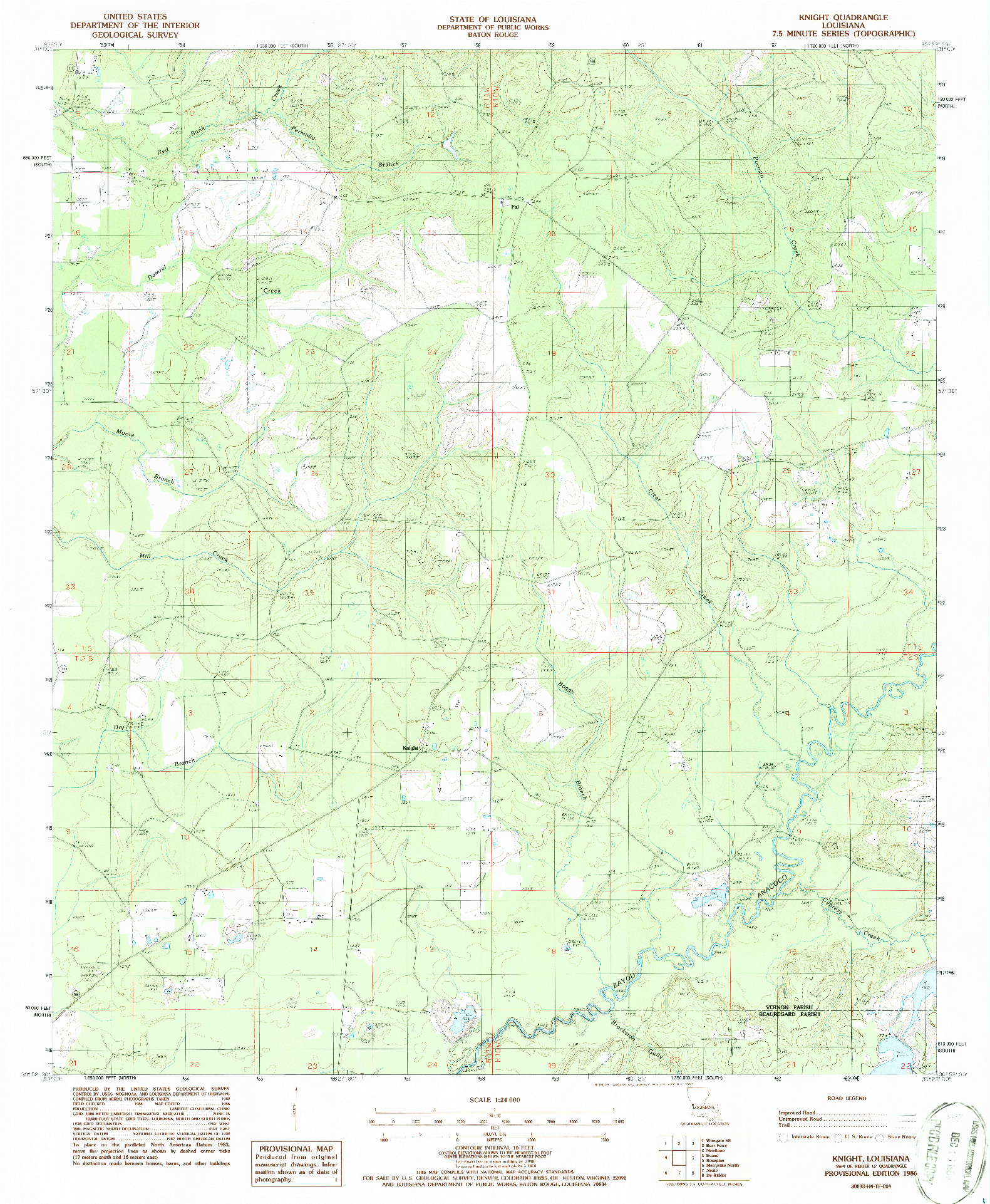 USGS 1:24000-SCALE QUADRANGLE FOR KNIGHT, LA 1986