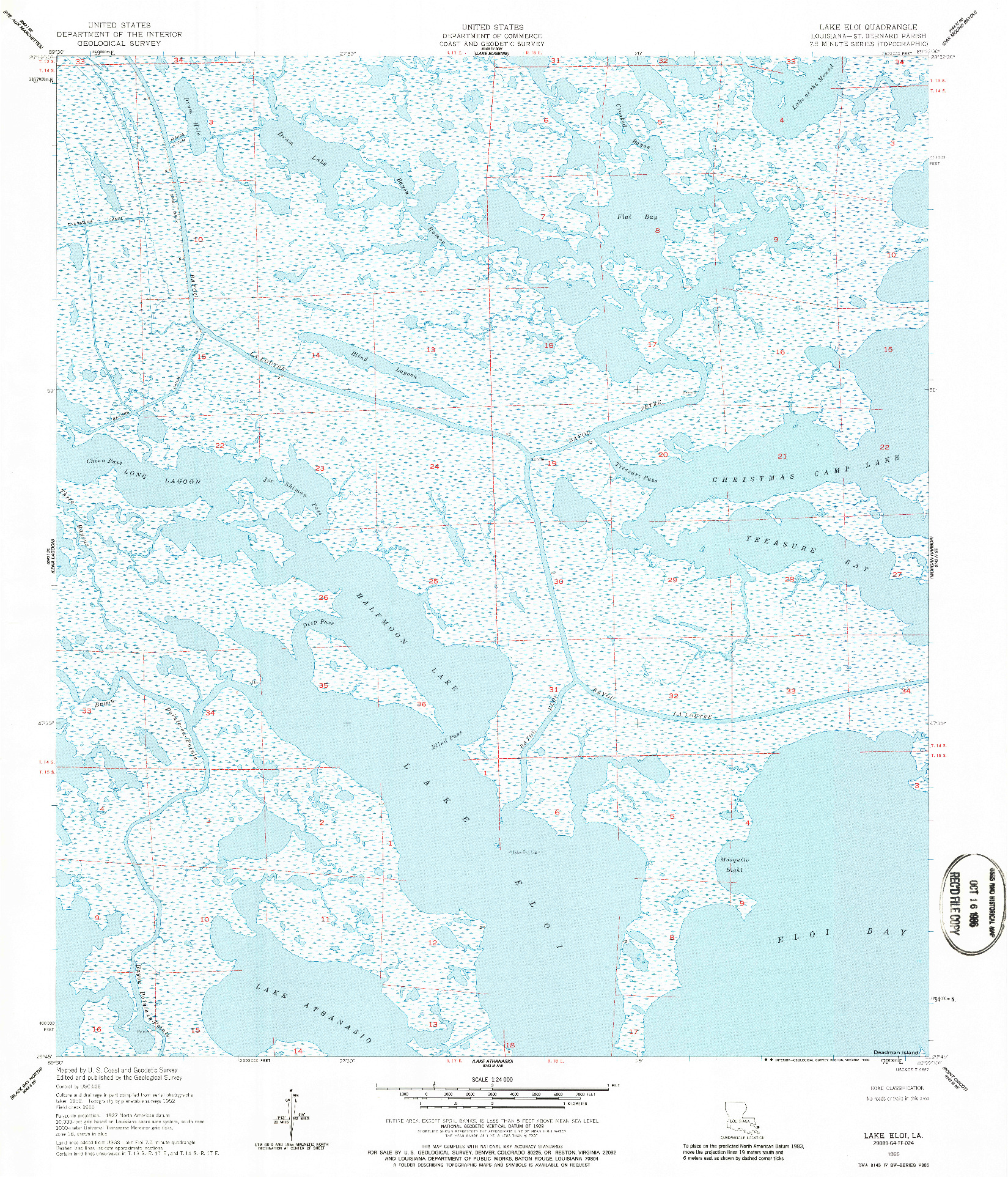 USGS 1:24000-SCALE QUADRANGLE FOR LAKE ELOI, LA 1955