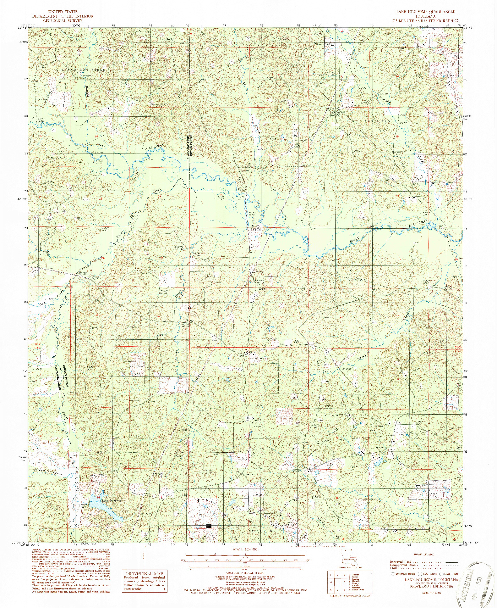 USGS 1:24000-SCALE QUADRANGLE FOR LAKE FOURSOME, LA 1986